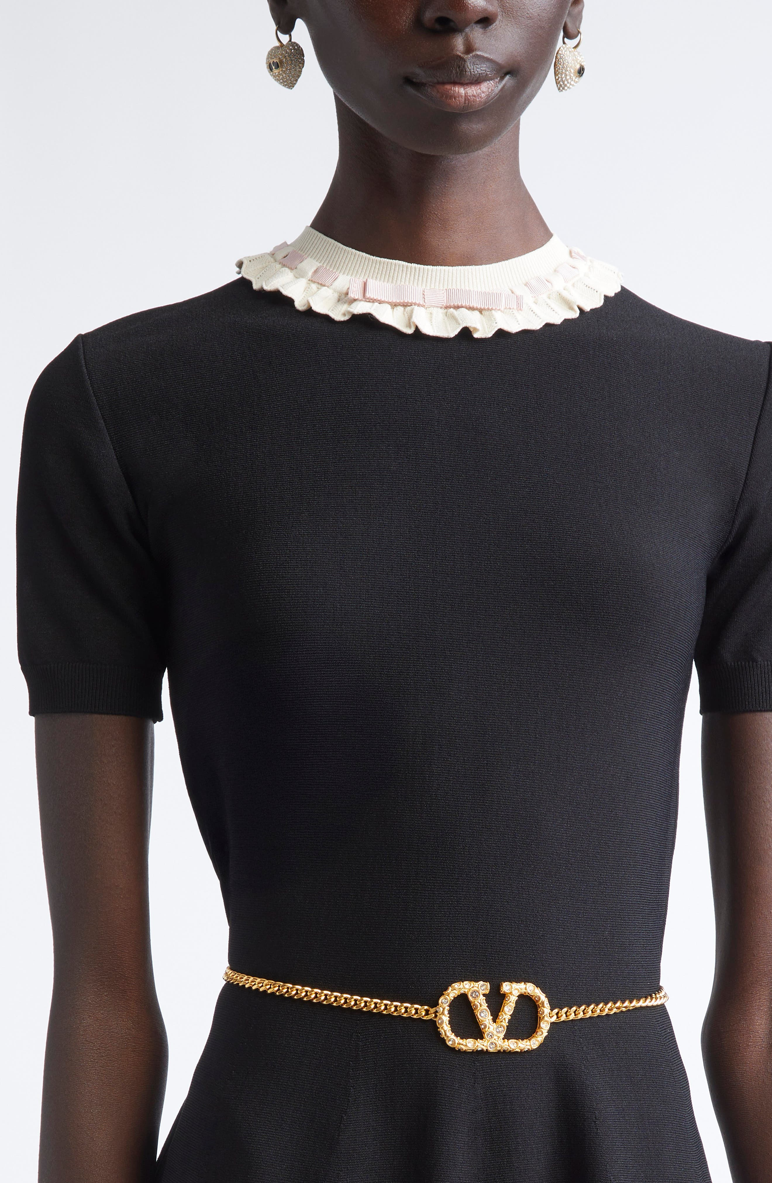 Valentino Garavani VLOGO Signature Crystal Chain Belt in Vintage Brass/Crystal at Nordstrom - 2