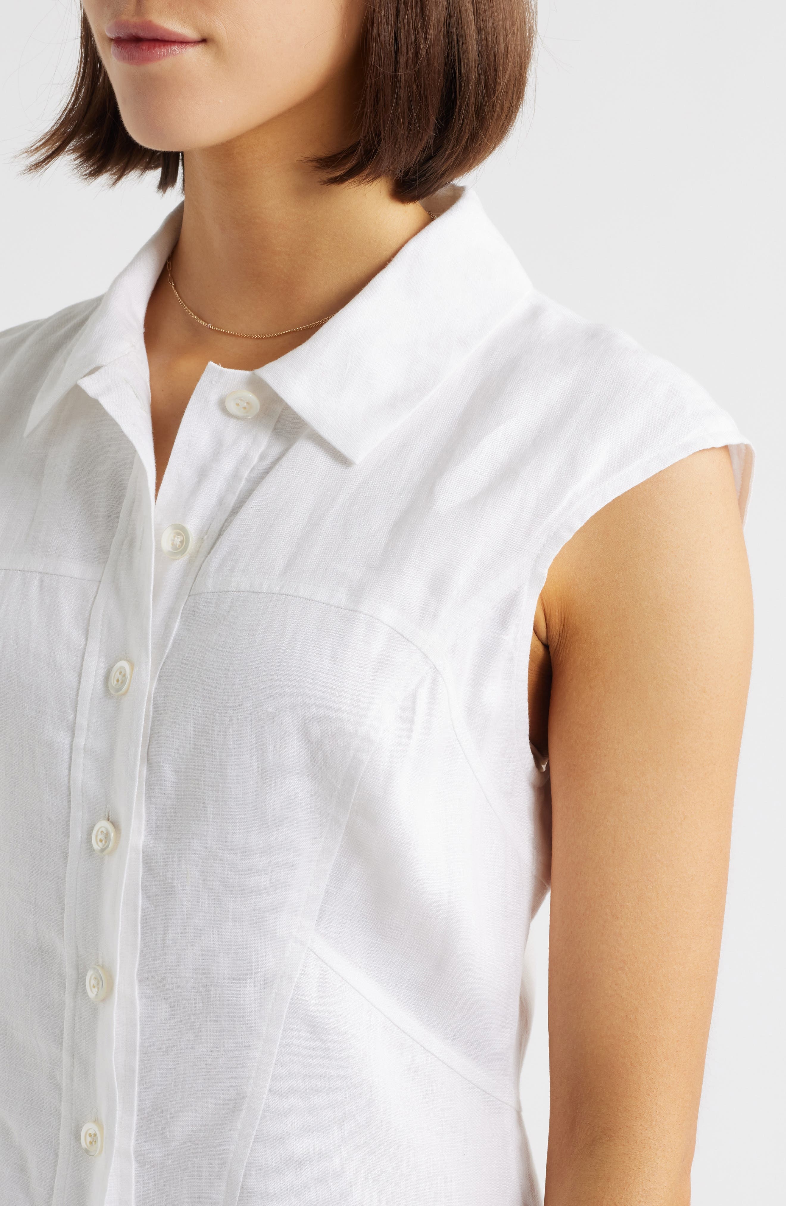 FRAME The Day Drop Waist Linen Dress in White at Nordstrom - 4