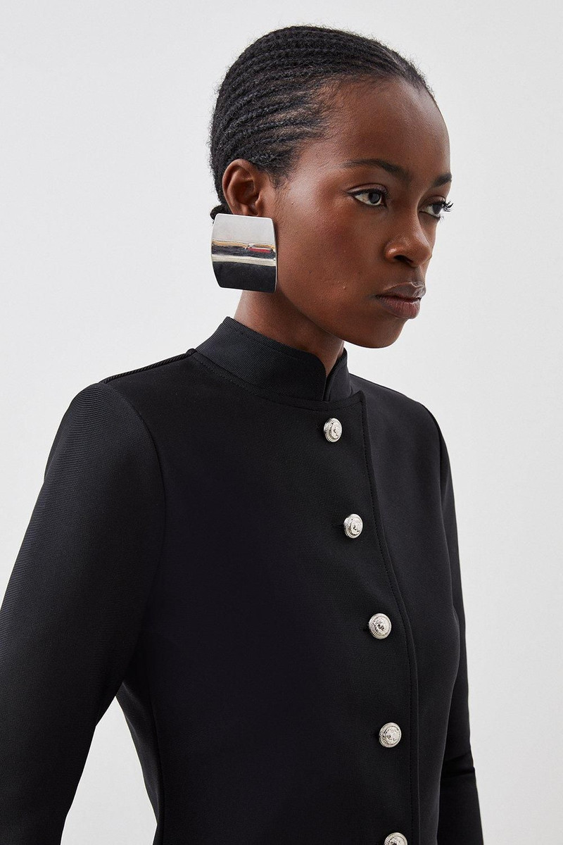 KAREN MILLEN Figure Form Bandage Cropped Button Up Knit Jacket outlook