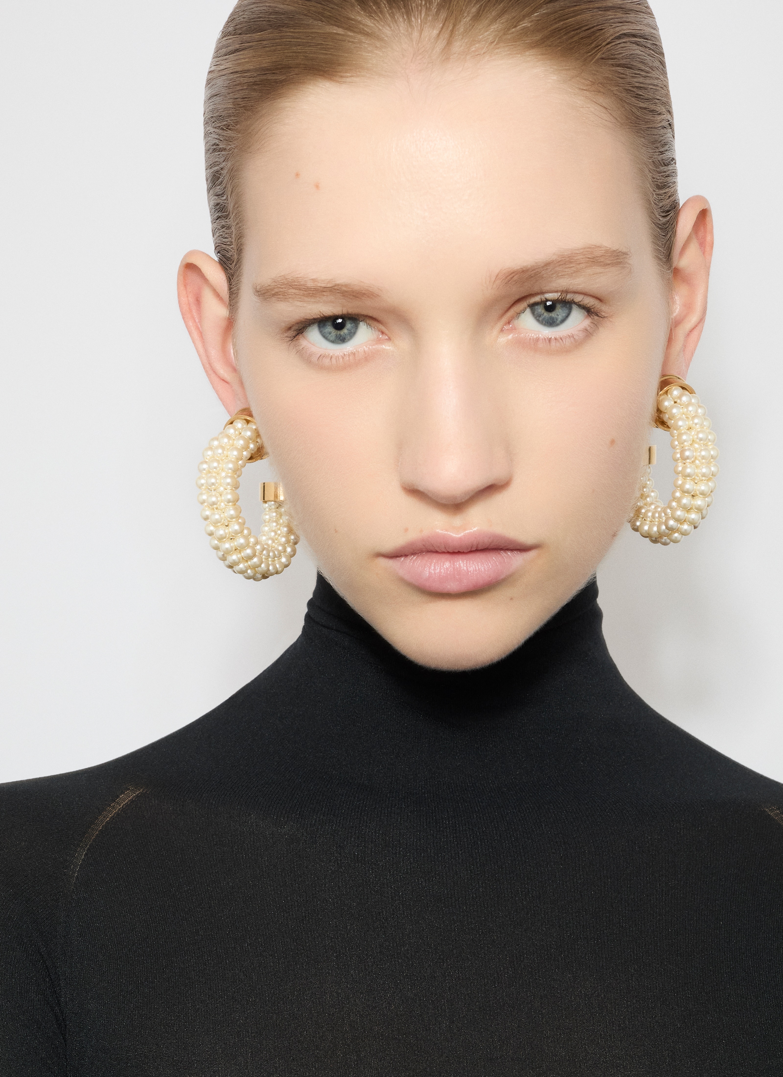 GRAPHIC PEARL HOOP EARRINGS - 2