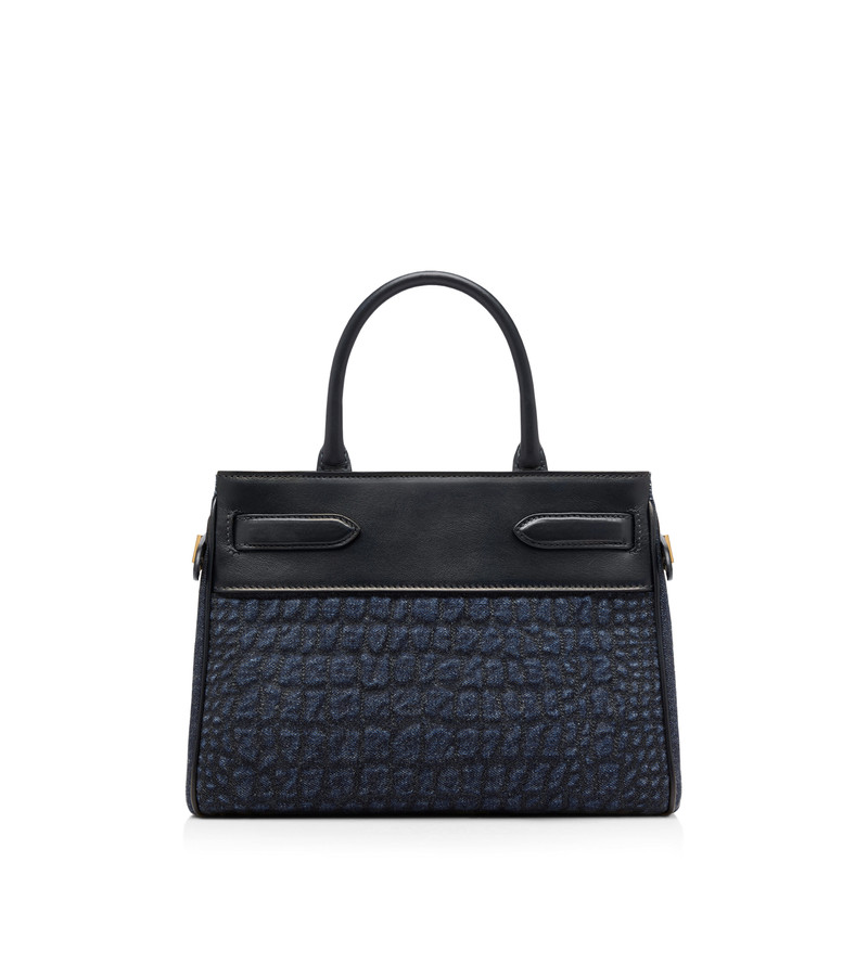 CROC-EFFECT QUILTED DENIM WHITNEY SMALL TOP HANDLE 3