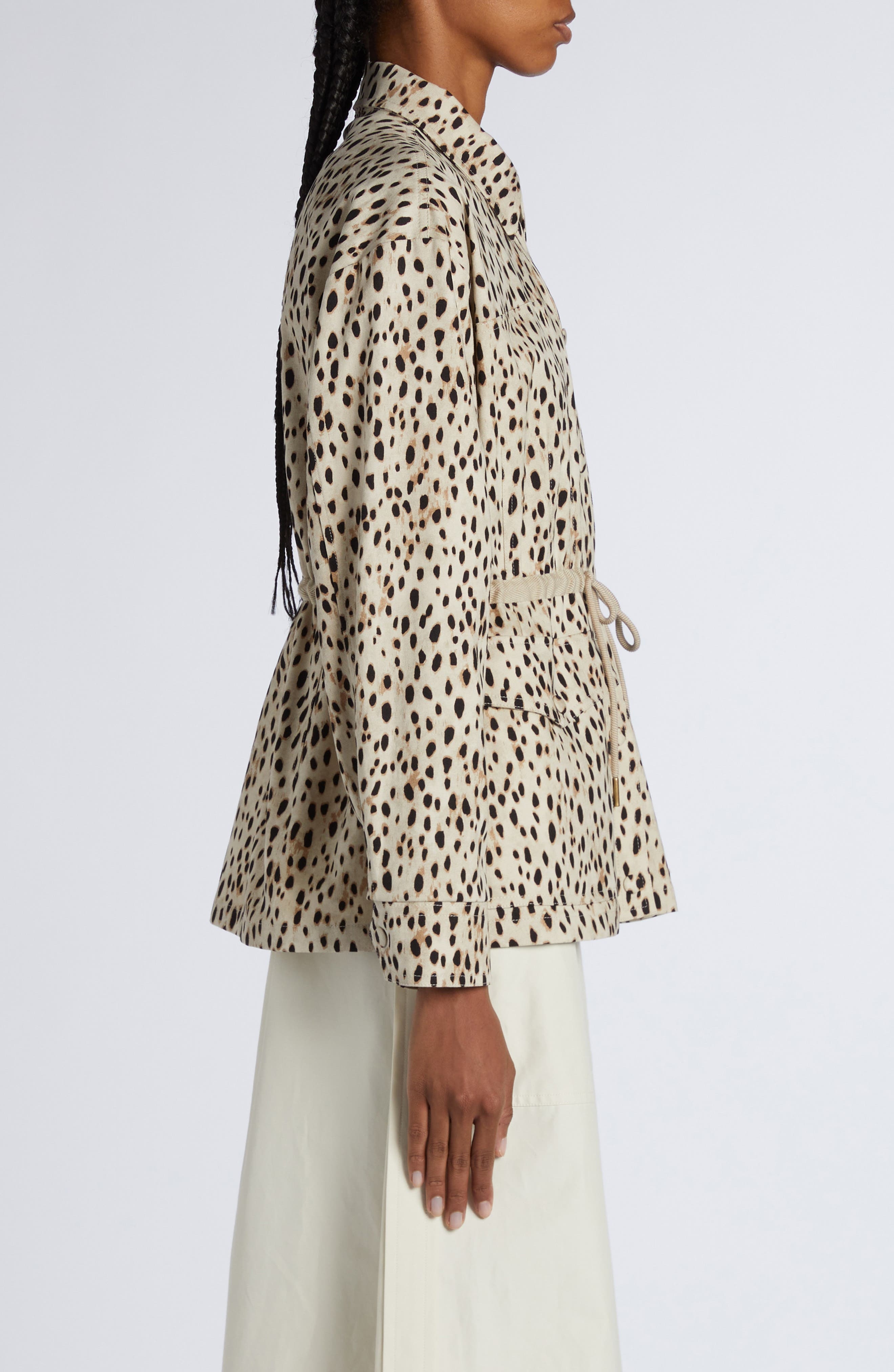 Moncler Saulon Animal Print Jacket in Light Beige Print at Nordstrom - 4