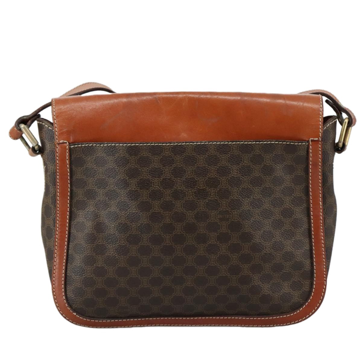 CELINE Macadam Canvas Shoulder Bag Pvc Leather Brown Gold - 3