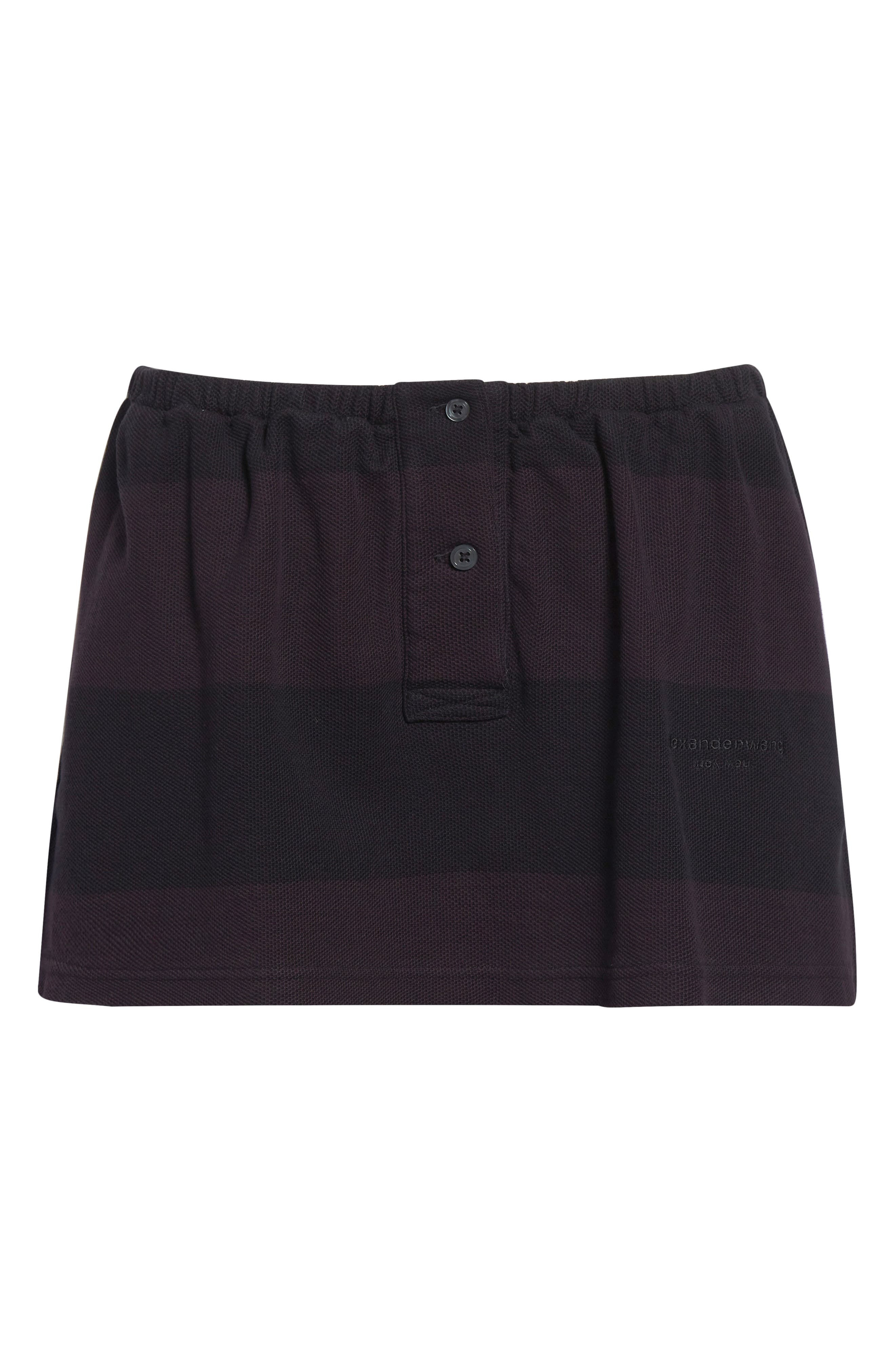 Alexander Wang Deconstructed Polo Miniskort in Black Overdyed Stripe at Nordstrom - 6