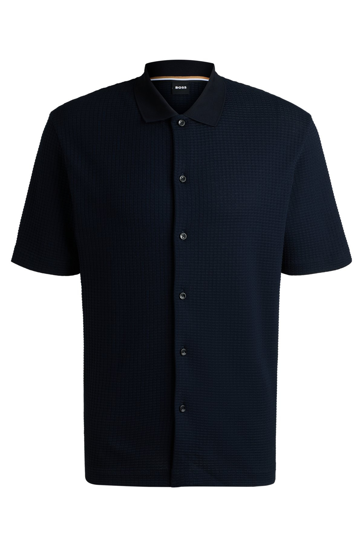 REGULAR-FIT SHIRT IN WAFFLE COTTON - 1