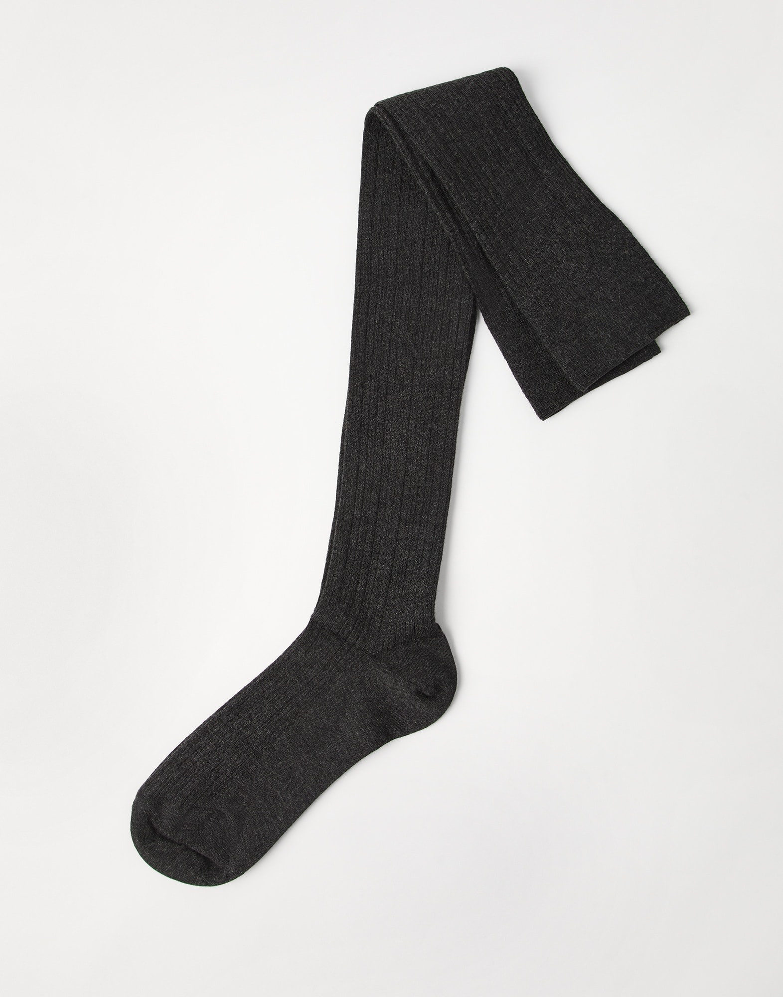 Stretch cashmere rib knit socks - 1