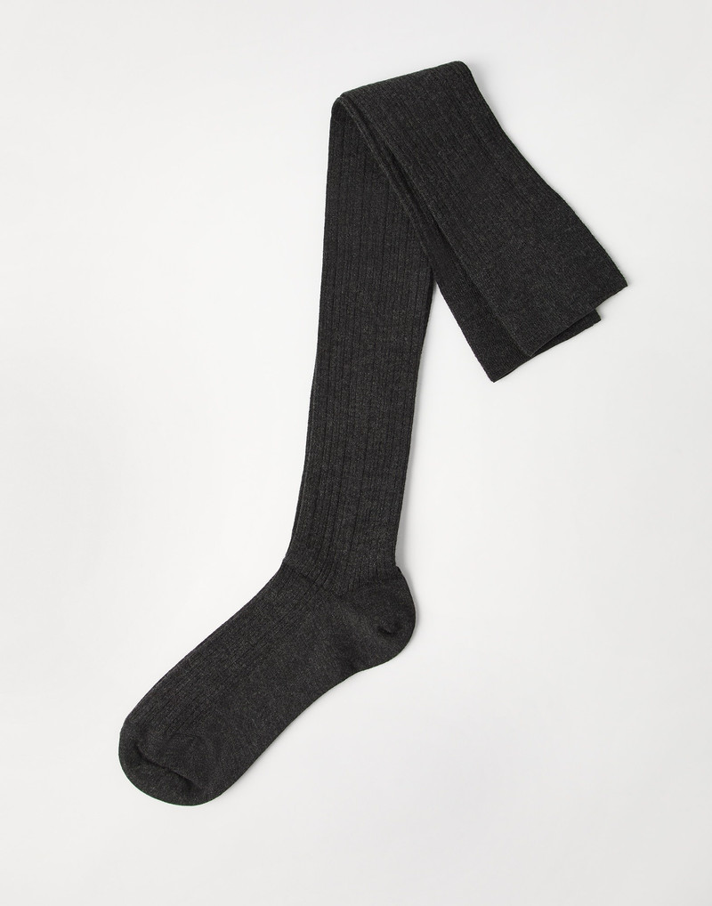 Stretch cashmere rib knit socks 1