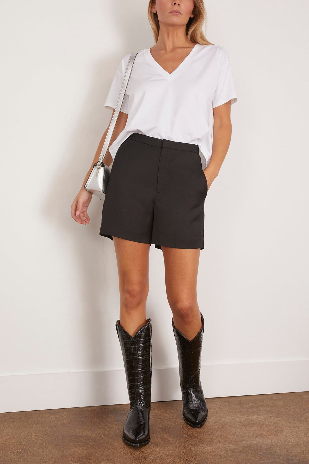 Faaa V-Neck T-Shirt in White - 2