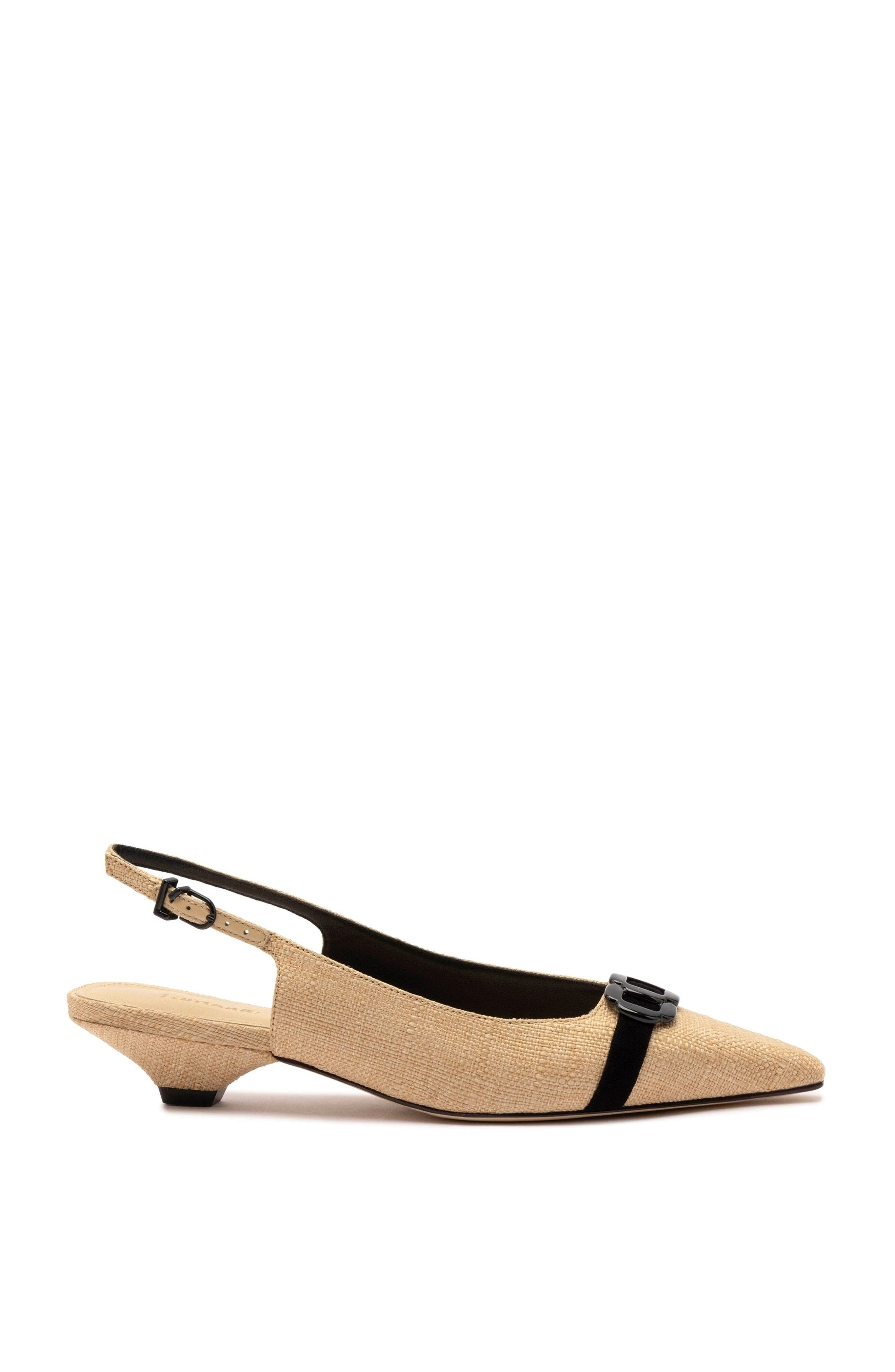 Larroudé Franca Pump in Beige Raffia And Black at Nordstrom - 1