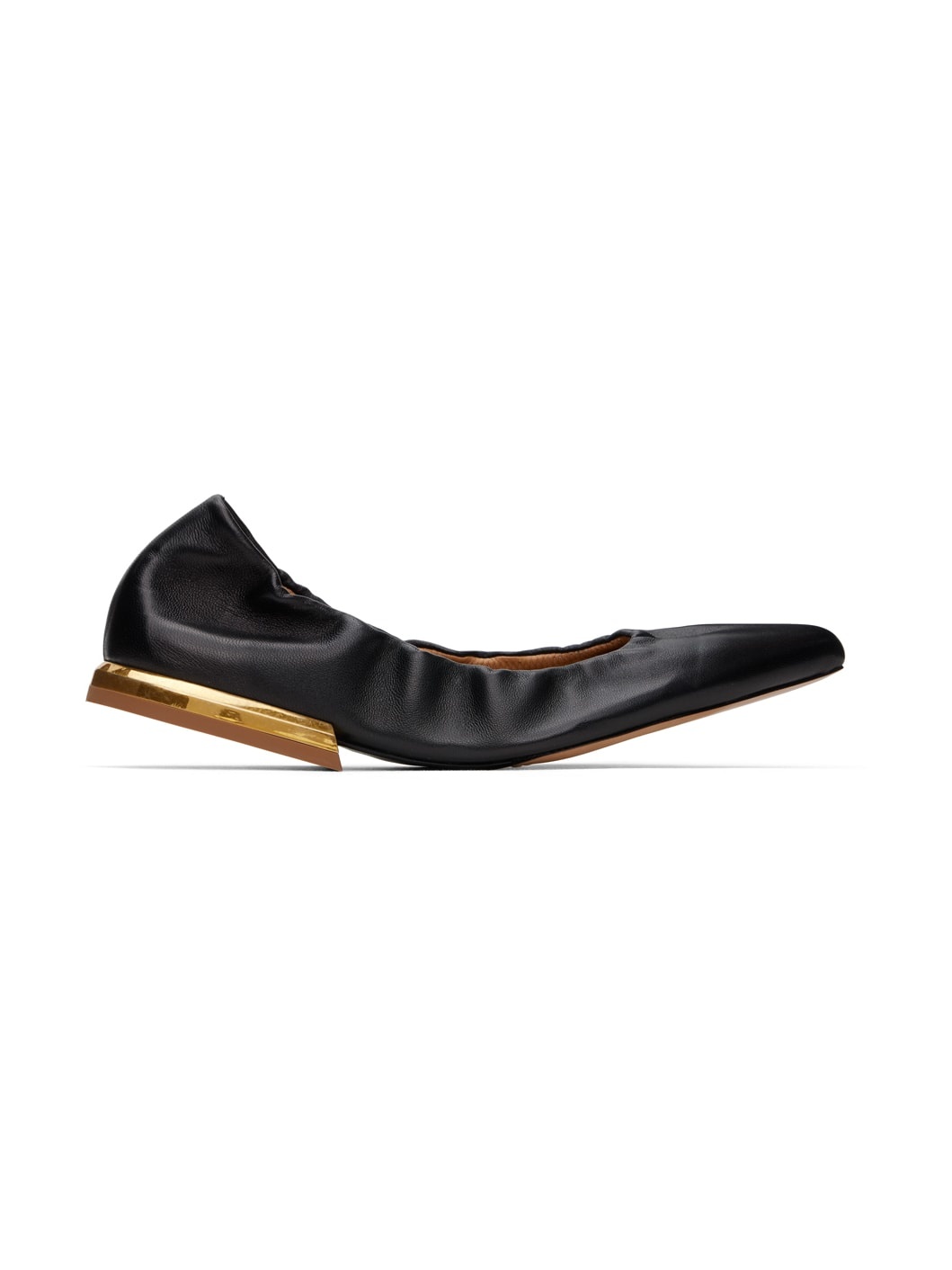 Black Leather Ballerina Flats - 1