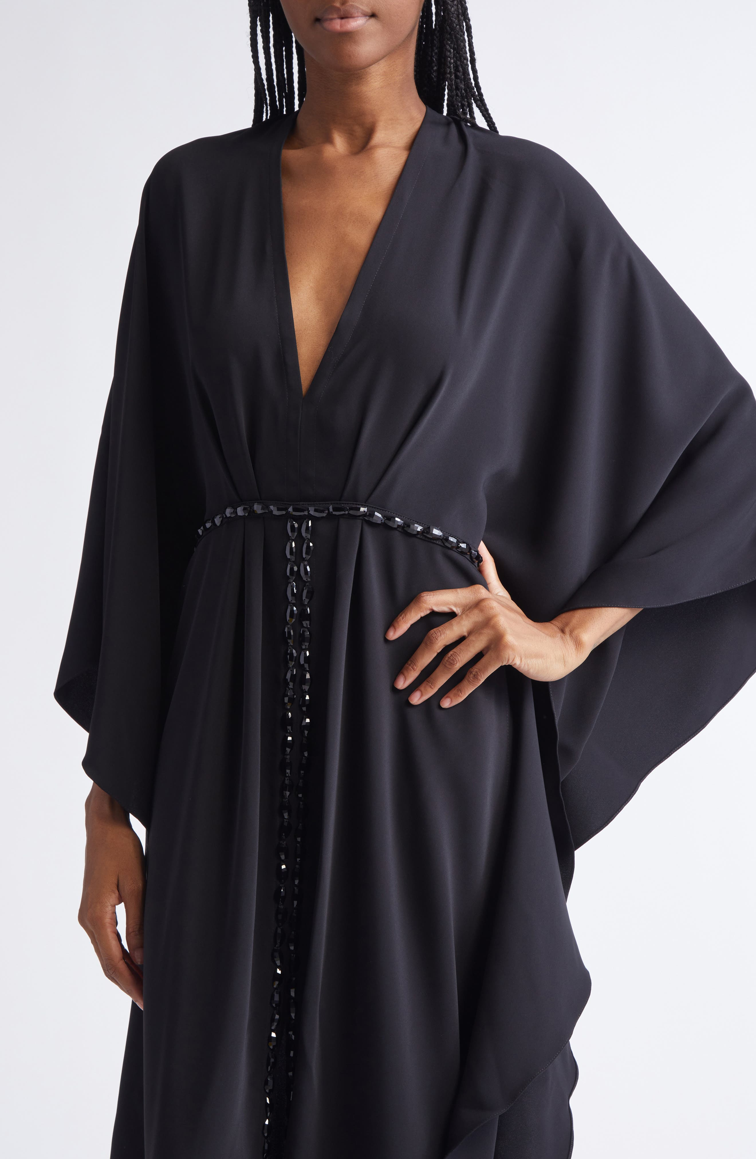 Johanna Ortiz Sombreando Embellished Crepe Tunic Dress in Black at Nordstrom - 4