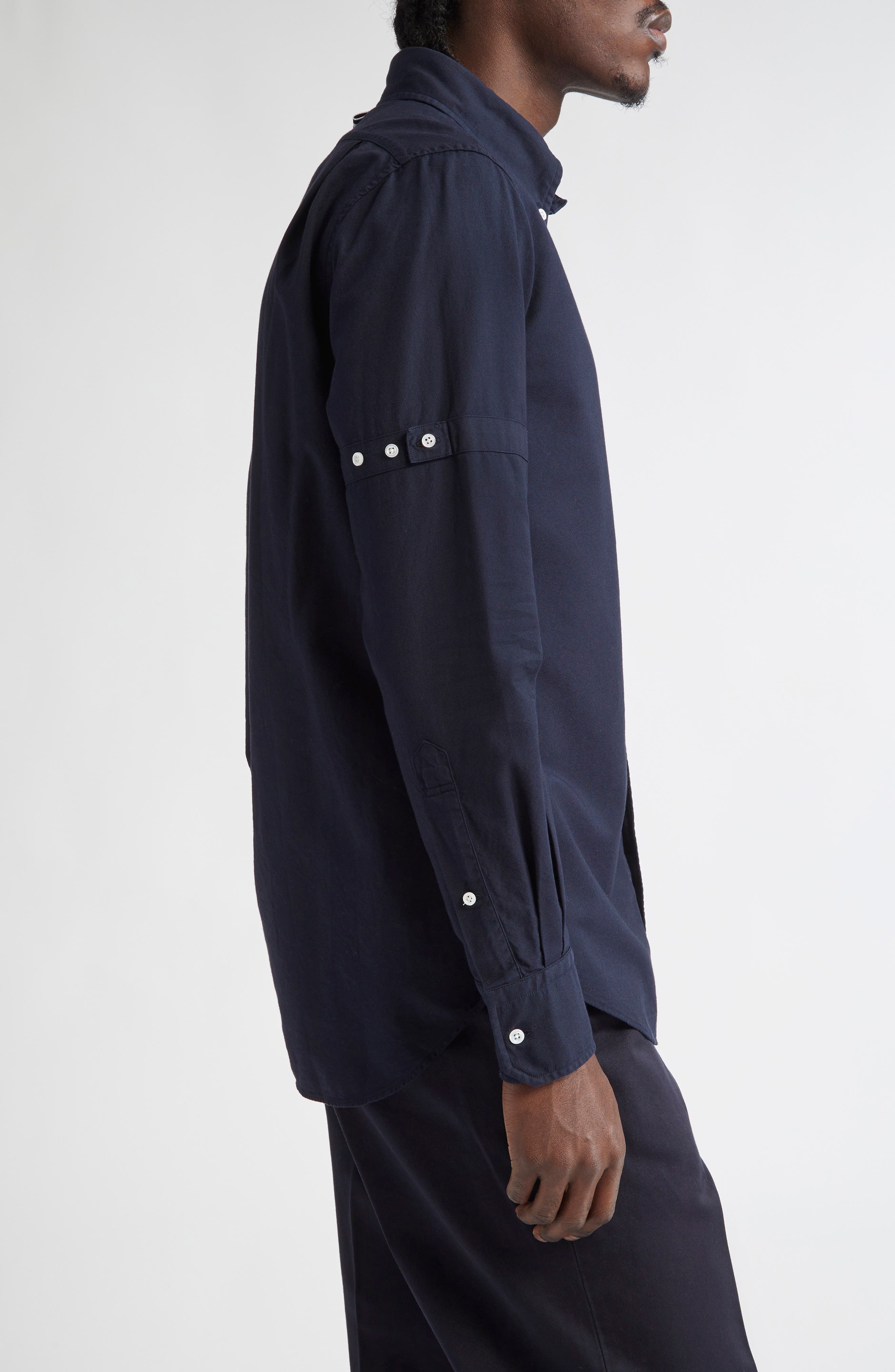 Thom Browne Armband Straight Fit Cotton Poplin Button-Down Shirt in Navy at Nordstrom - 4