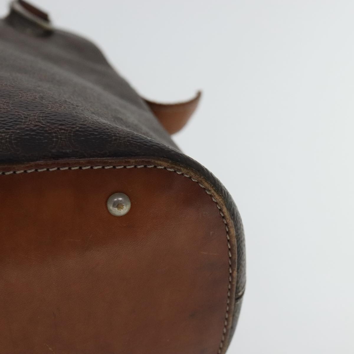 CELINE Macadam Canvas Hand Bag Pvc Leather Gold Brown - 16