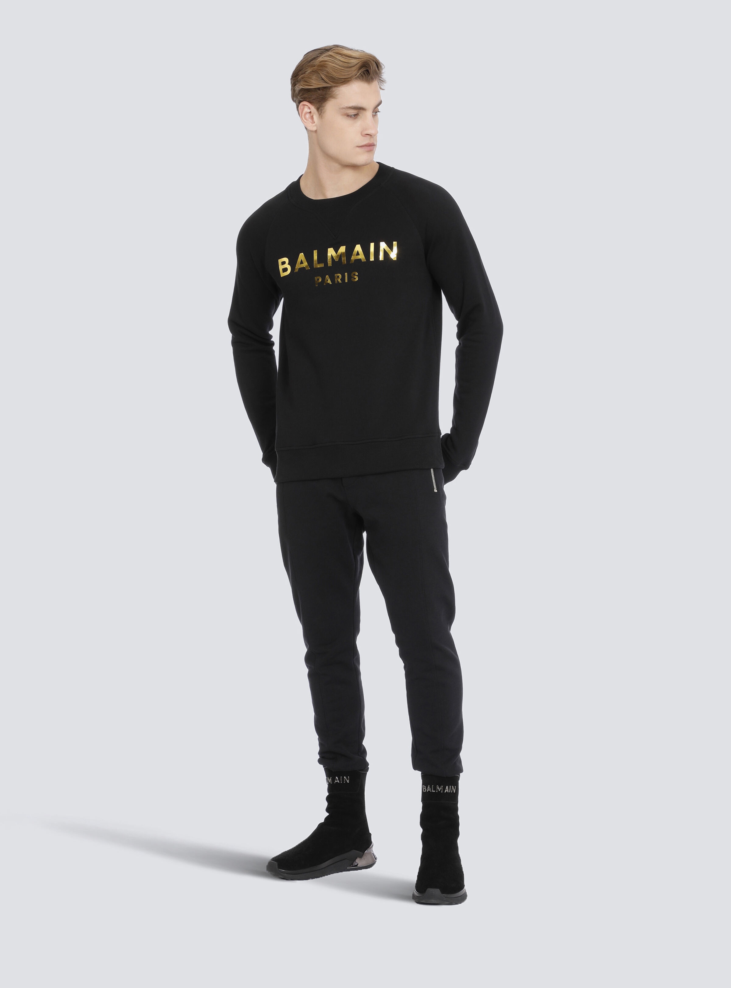 Eco-designed cotton sweatshirt with Balmain Paris logo print - 2