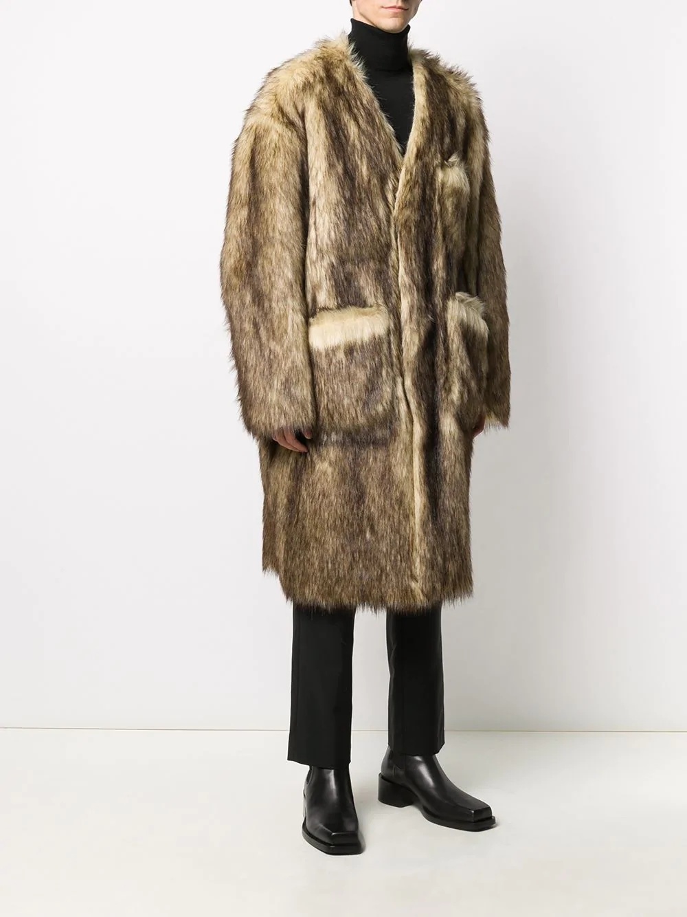 faux-fur coat - 3