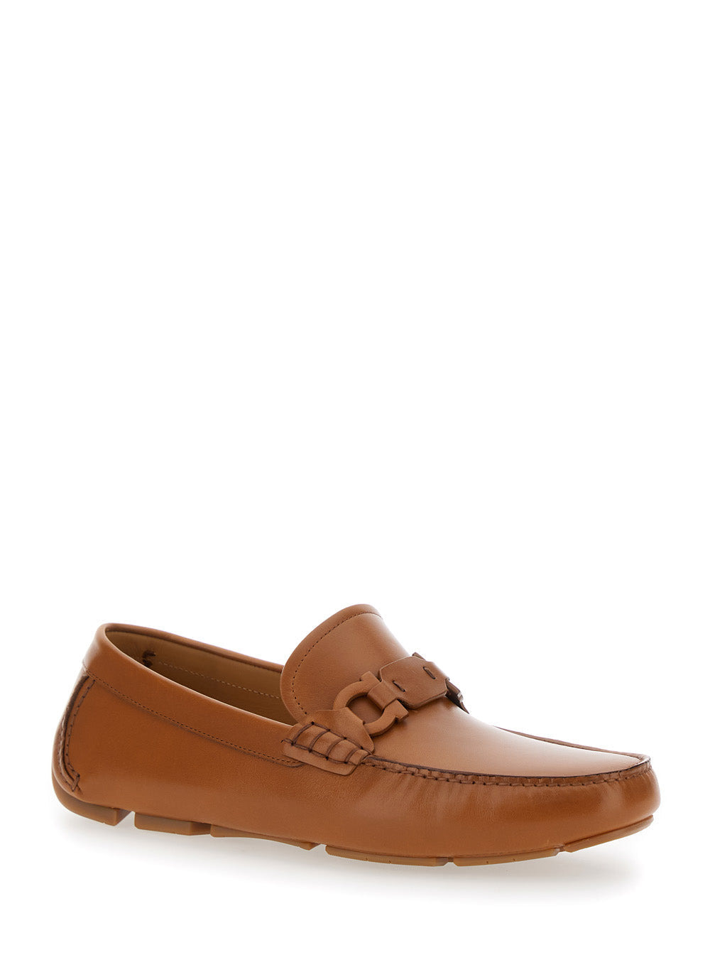 Ferragamo Men Brown Loafers With Ganicini Plaque On The Front In Leather Man - 2