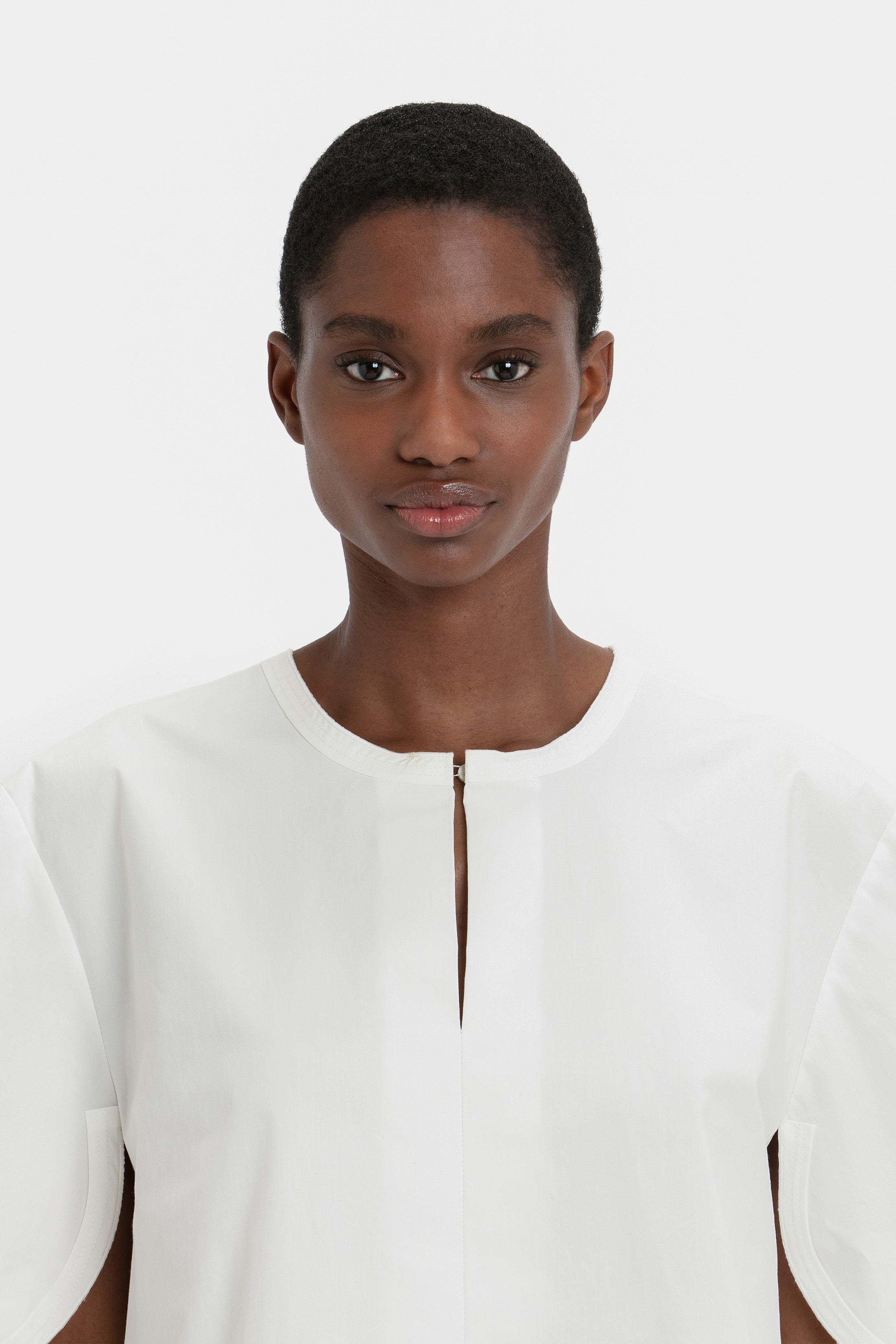 Stretch Cotton Top In White - 7