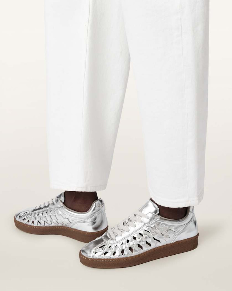 ALLSAINTS VELMA LEATHER WOVEN SNEAKERS outlook