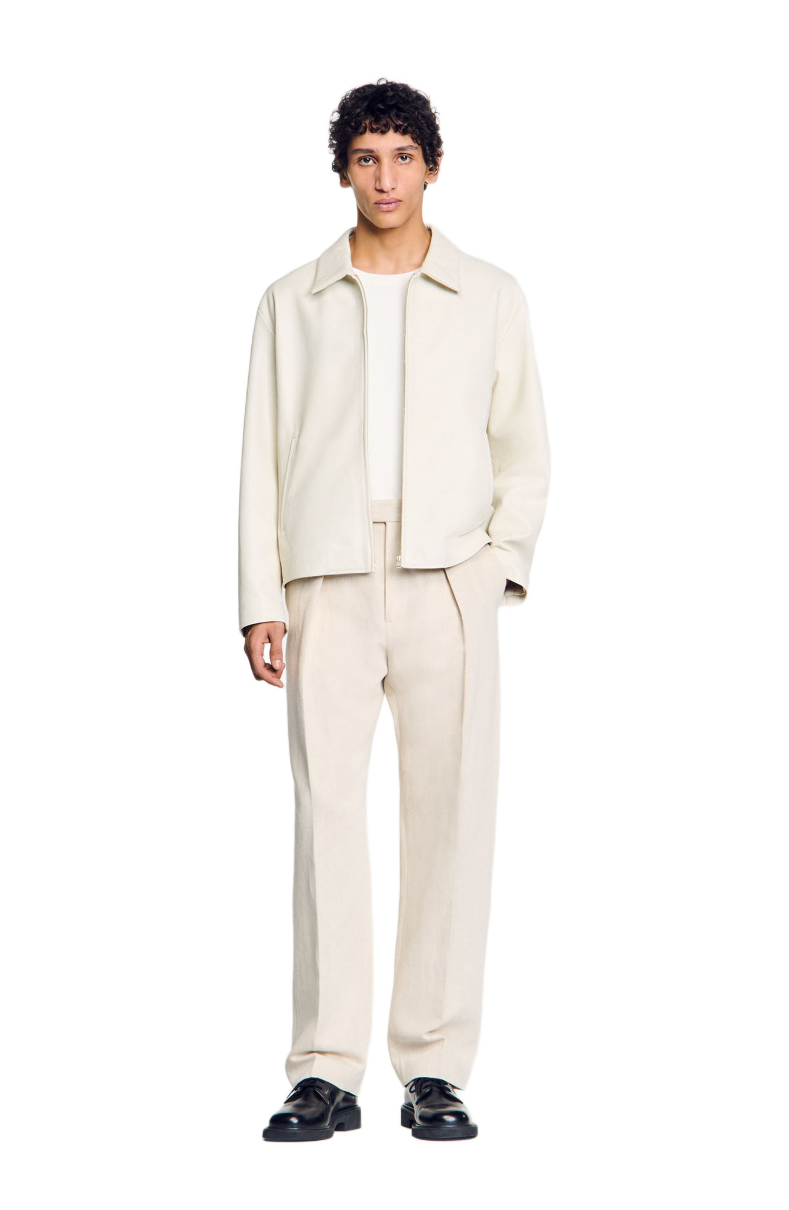 SANDRO Leather jacket in Aluminum at Nordstrom - 6