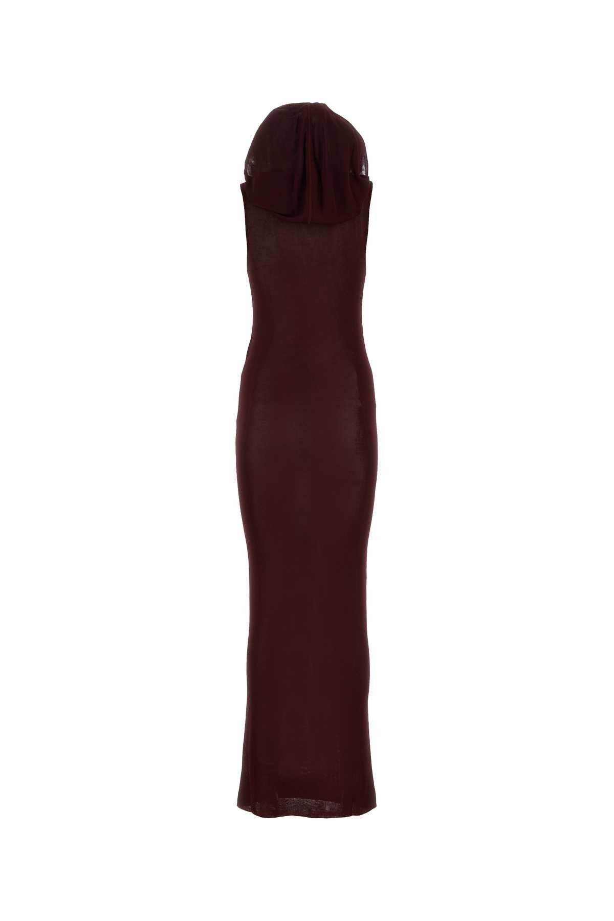 Saint Laurent Women Burgundy Viscose Long Dress - 2