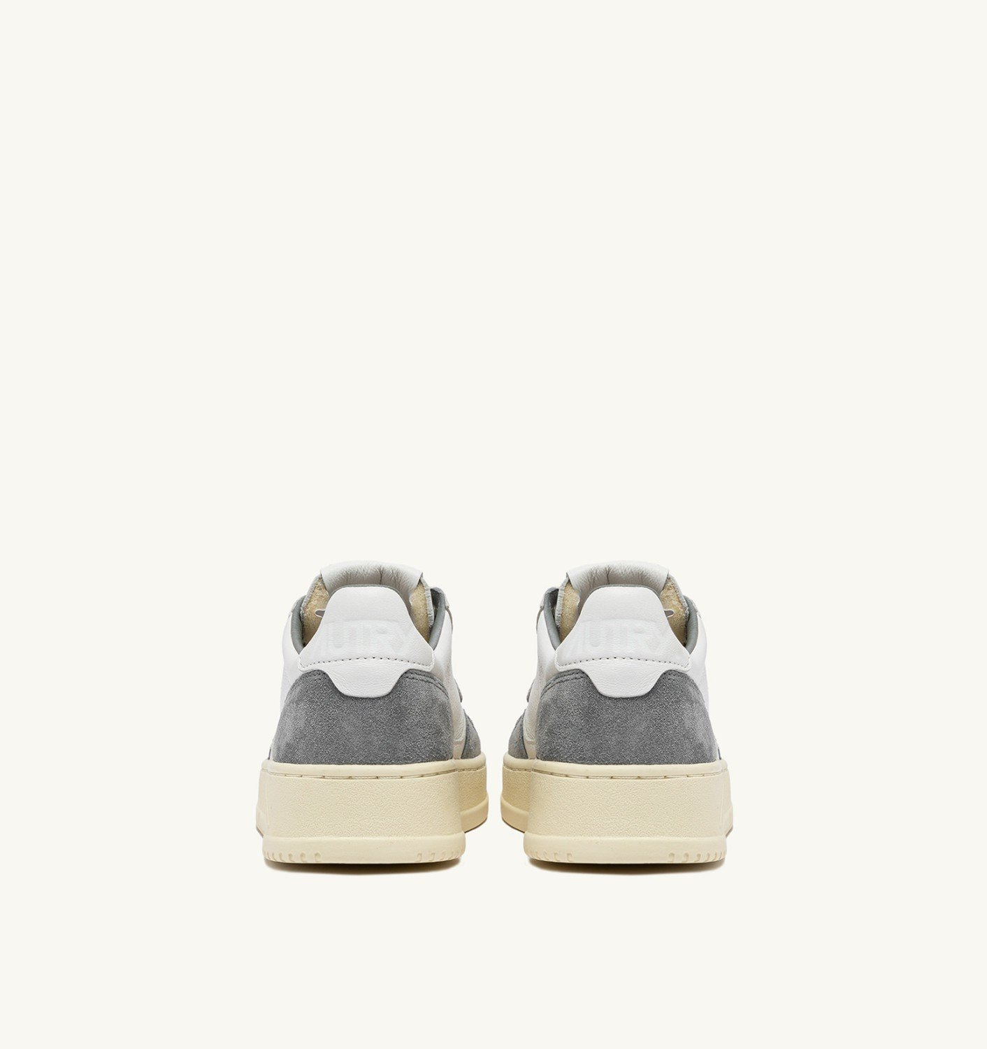 MEDALIST LOW SNEAKERS IN WHITE AND GRAY LEATHER SUEDE - 3