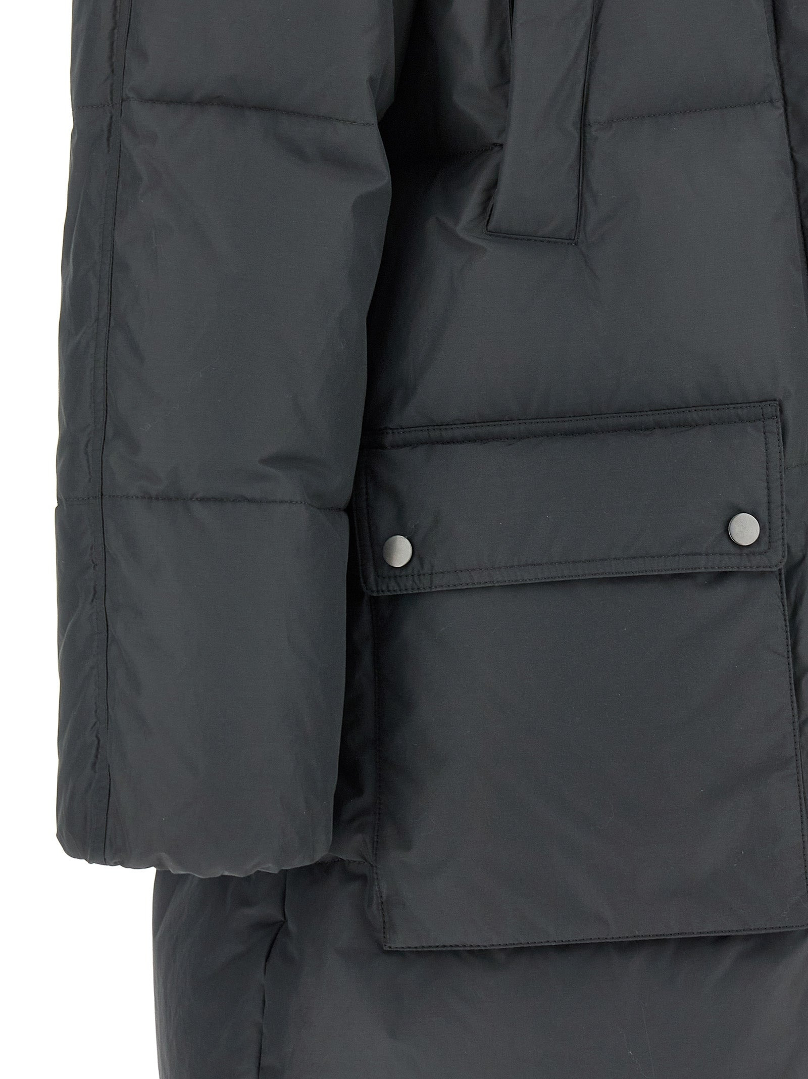 Shiny Zipper Pull Puffer Jackets Gray - 5