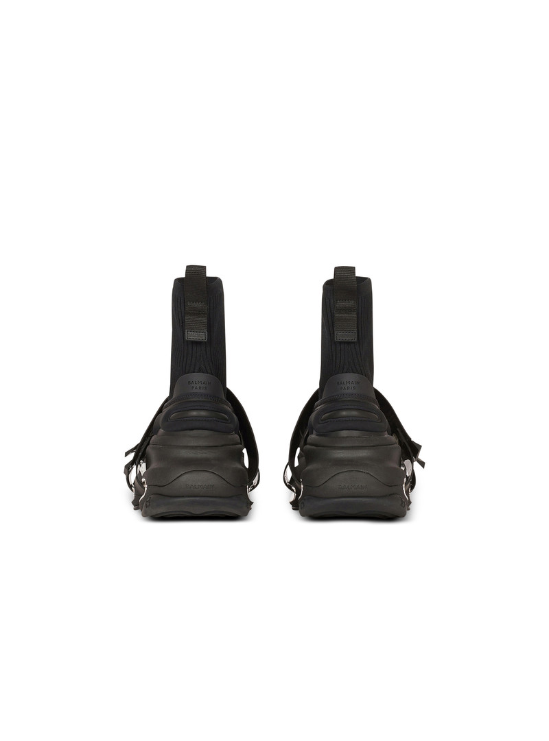 Black neoprene and knit B-Bold high-top sneakers with straps 5