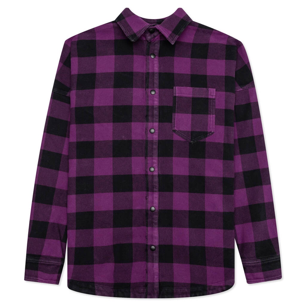 PALM ANGELS CLASSIC LOGO OVERSHIRT - PURPLE/WHITE - 1