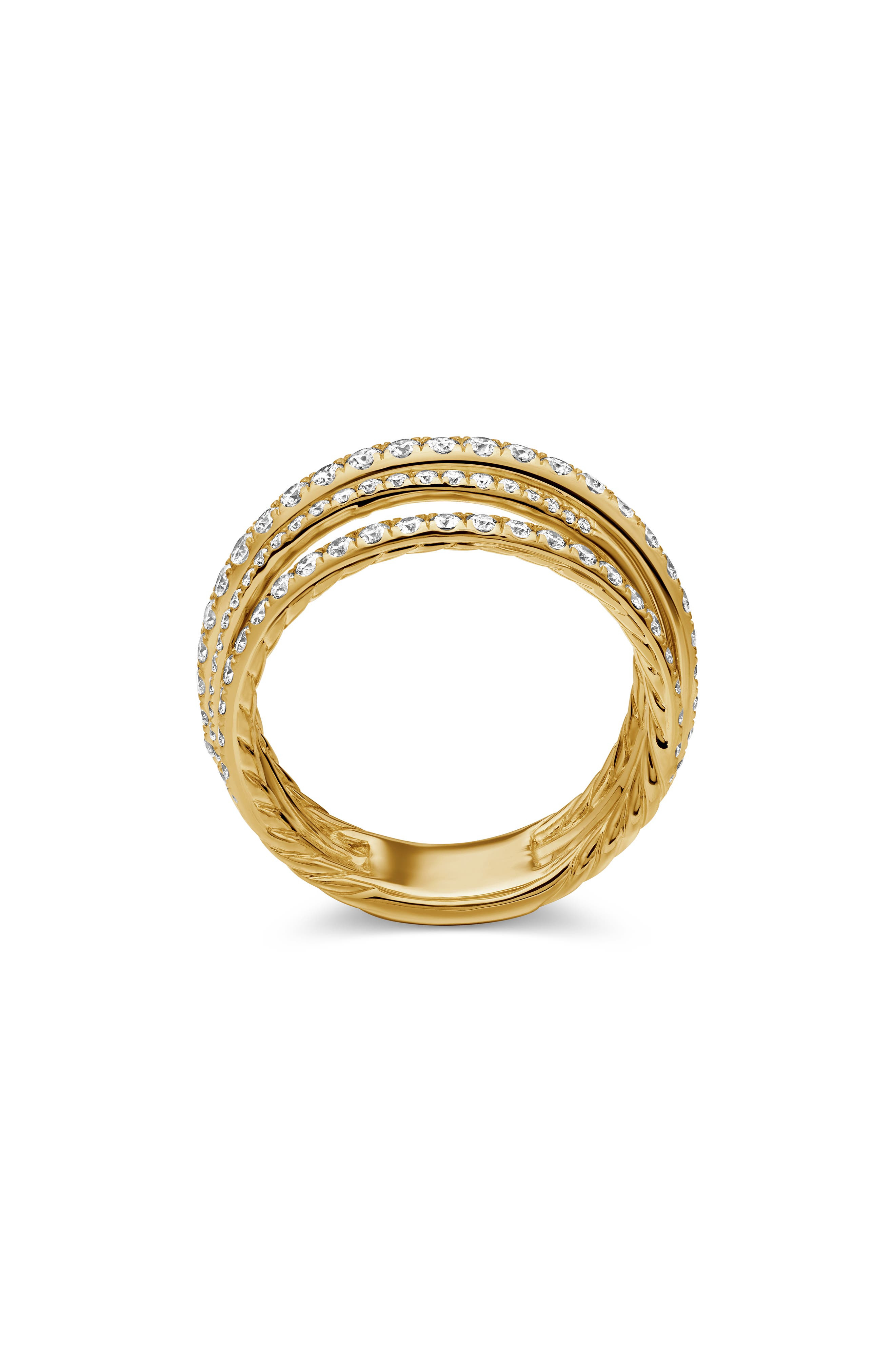 David Yurman 11MM PAVE CROSSOVER RING in 18K Yellow Gold at Nordstrom - 6