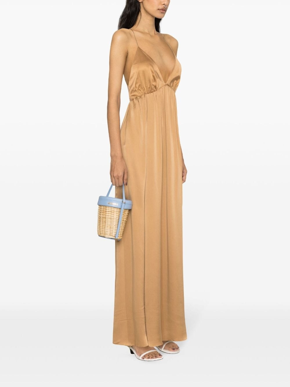 V-neck silk maxi dress - 5