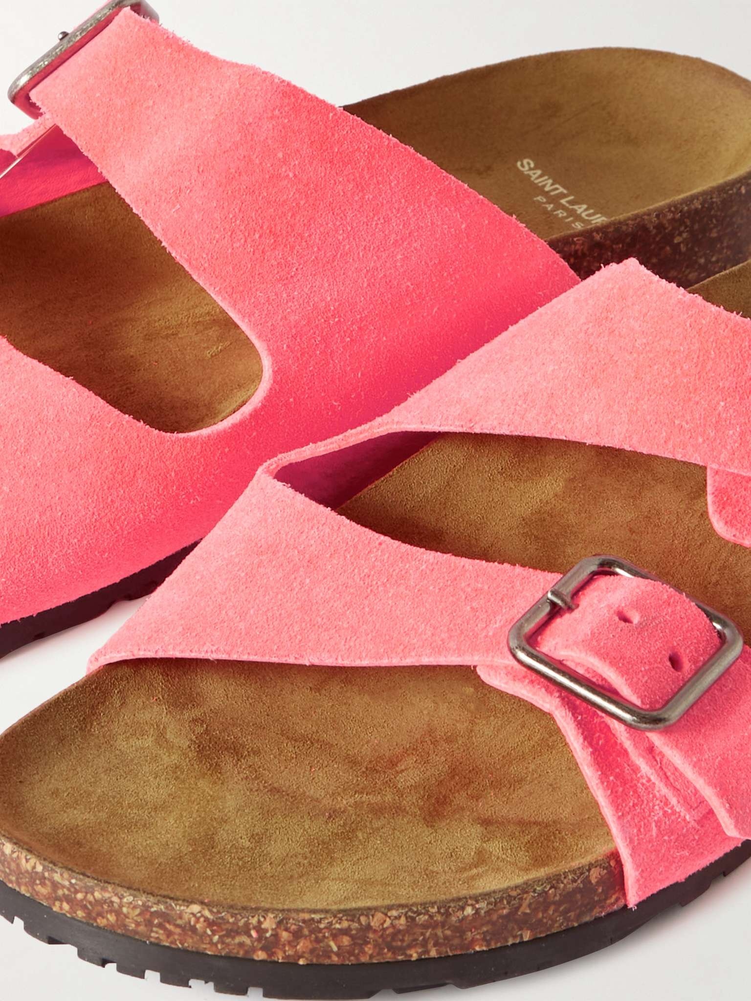 Jimmy Buckled Neon Suede Sandals - 7