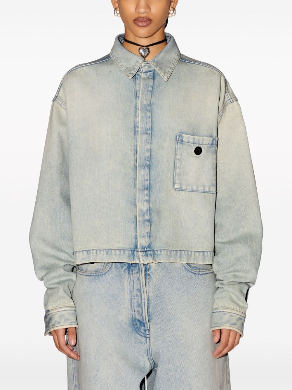 logo-appliquÃ© denim jacket - 3