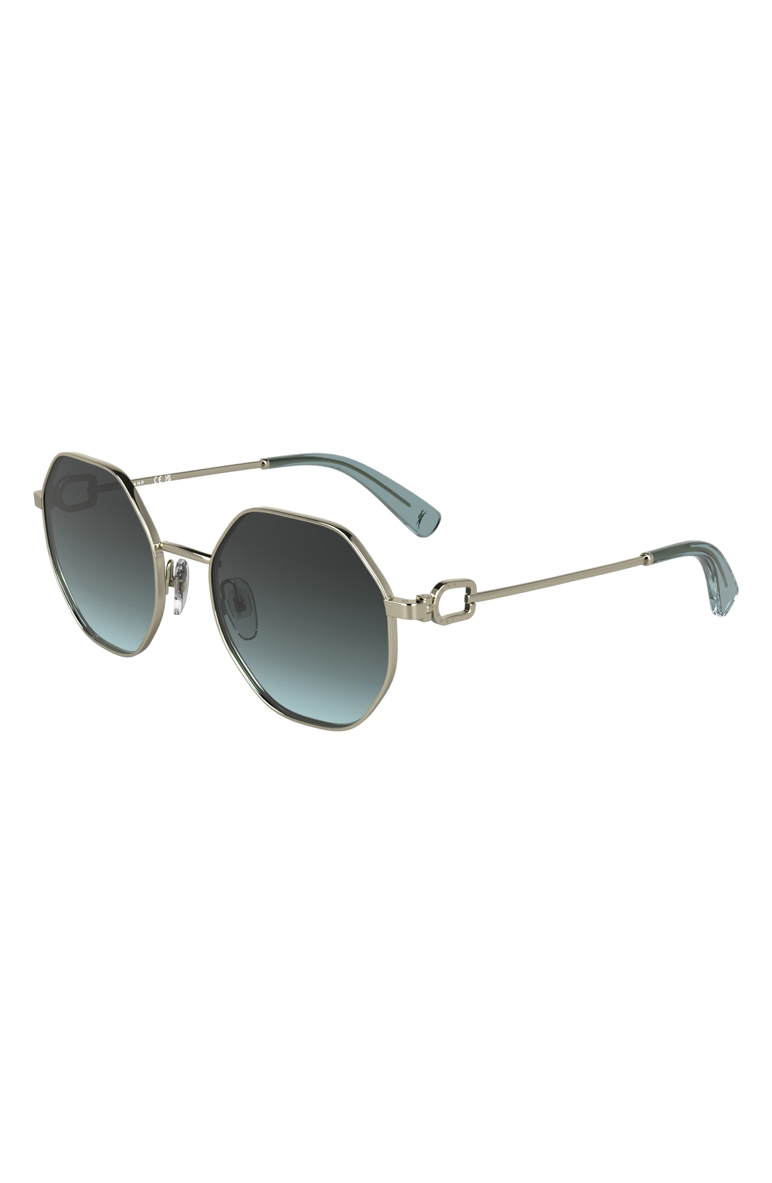 Longchamp Le Foulonné 52mm Gradient Round Sunglasses in Gold/Gradient Blue at Nordstrom - 2