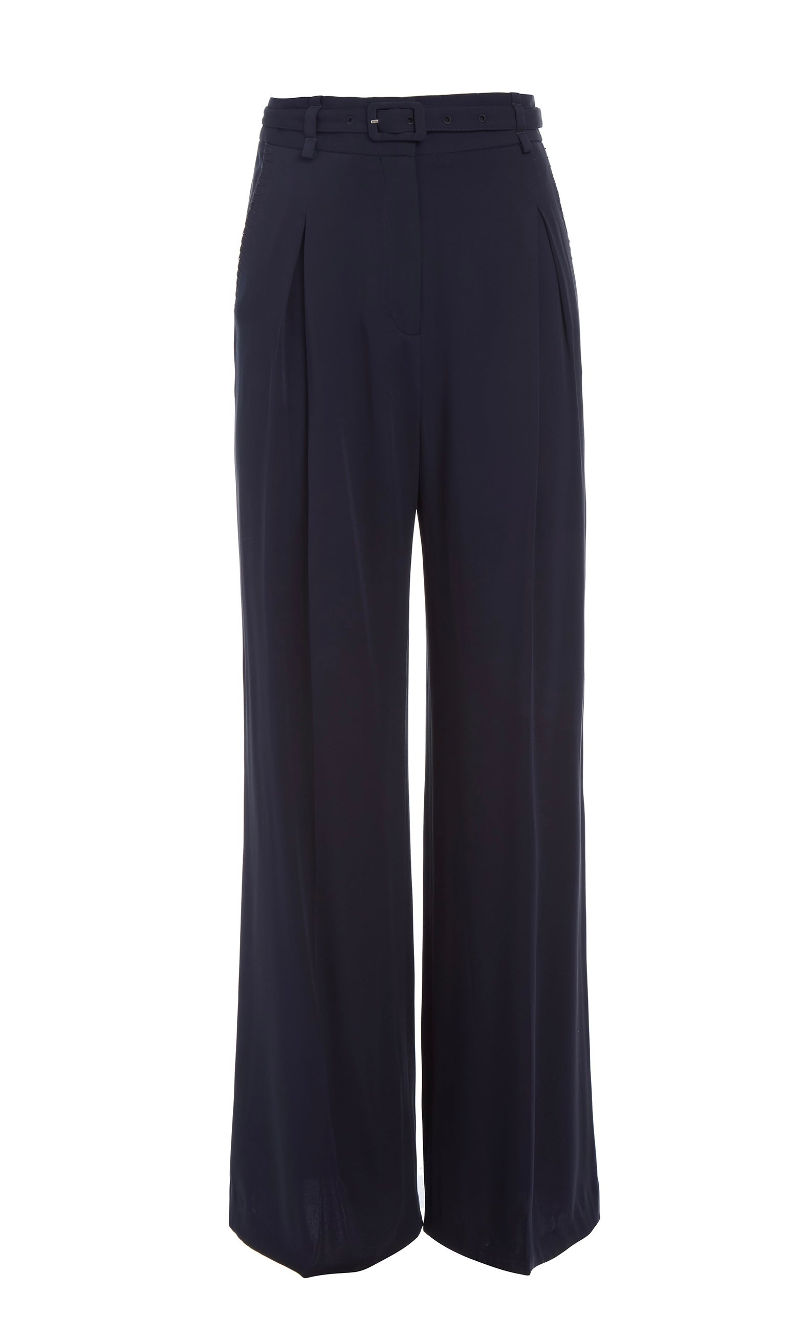 Maura Pant in Navy Silk Crepe - 1