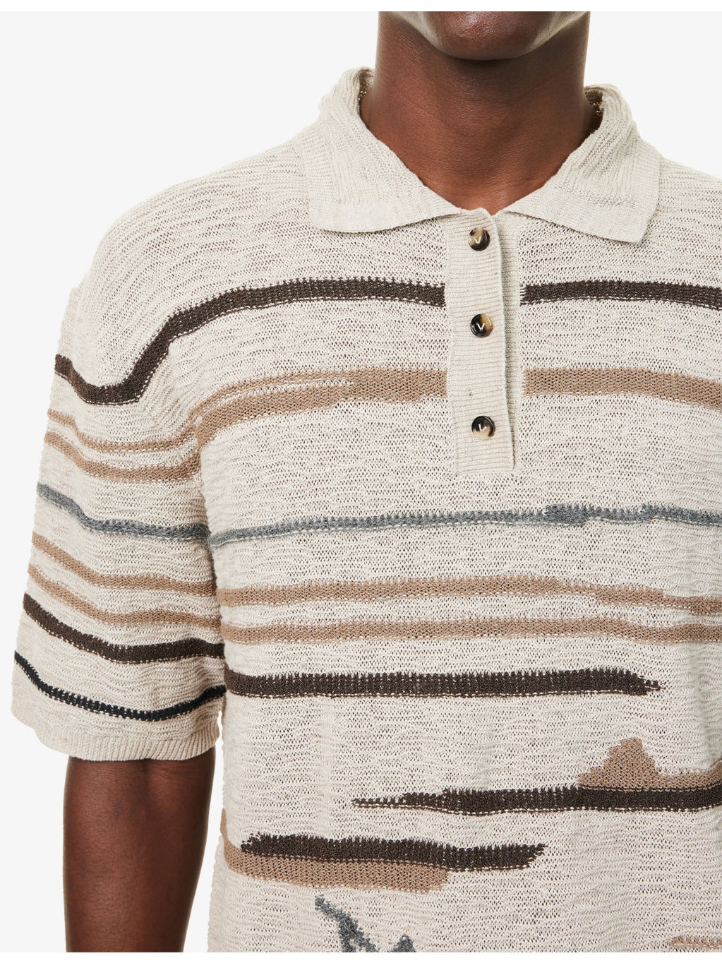 Graphic-Embroidered Cotton and Linen-Blend Polo Shirt - 5