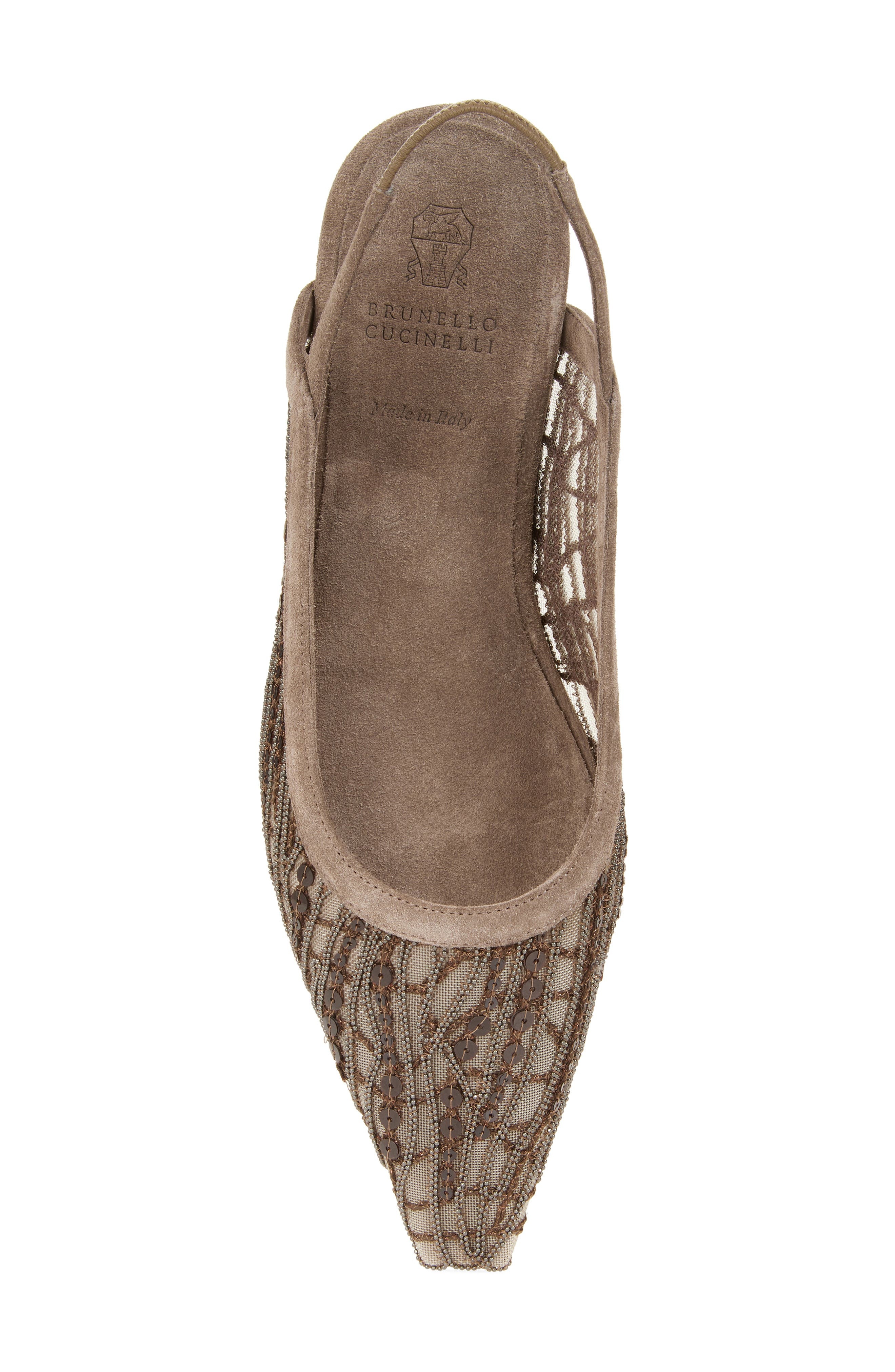 Brunello Cucinelli Monili Slingback Pointed Toe Flat in Chocolate at Nordstrom - 5