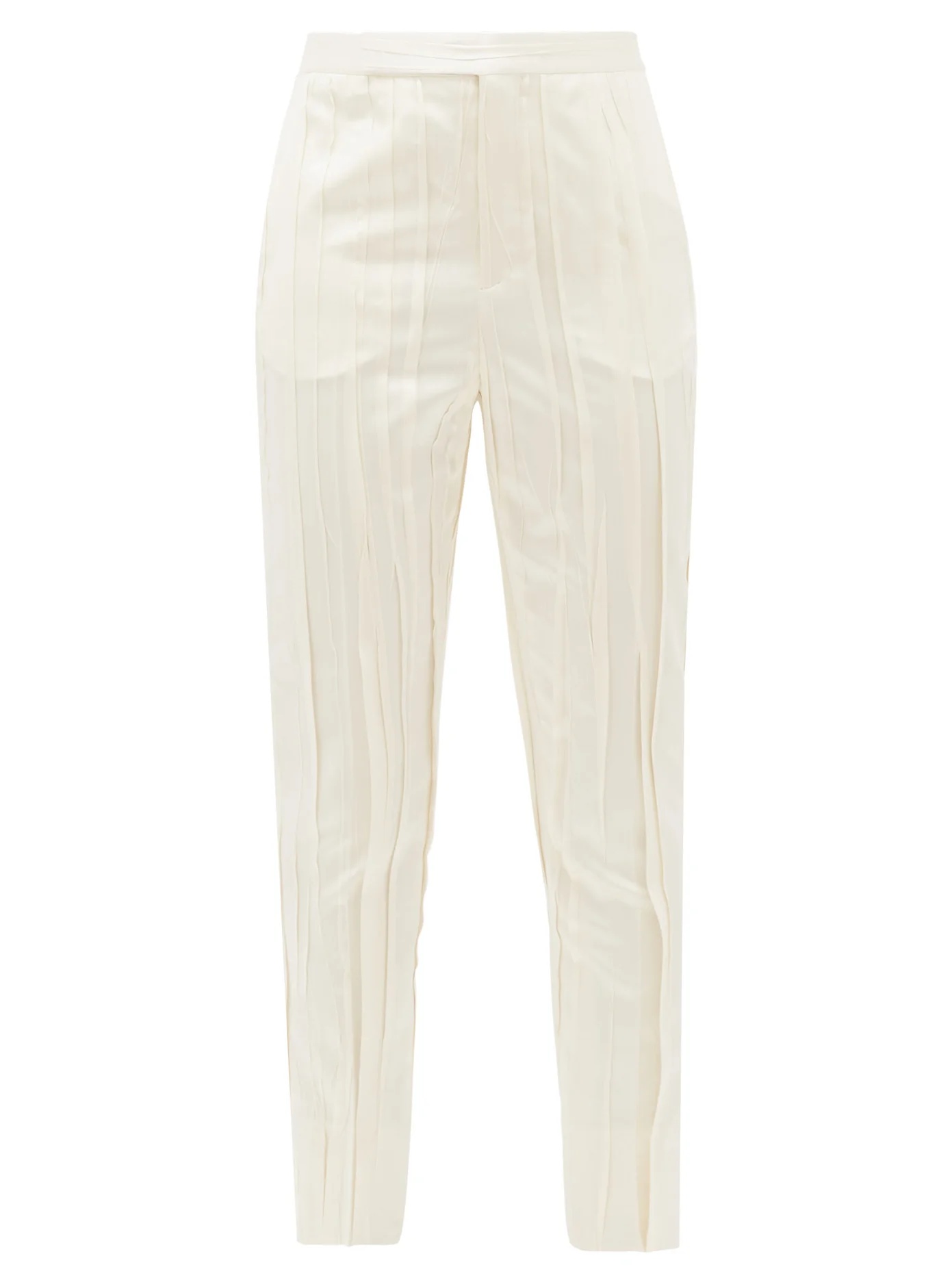 High-rise pleated satin trousers - 1