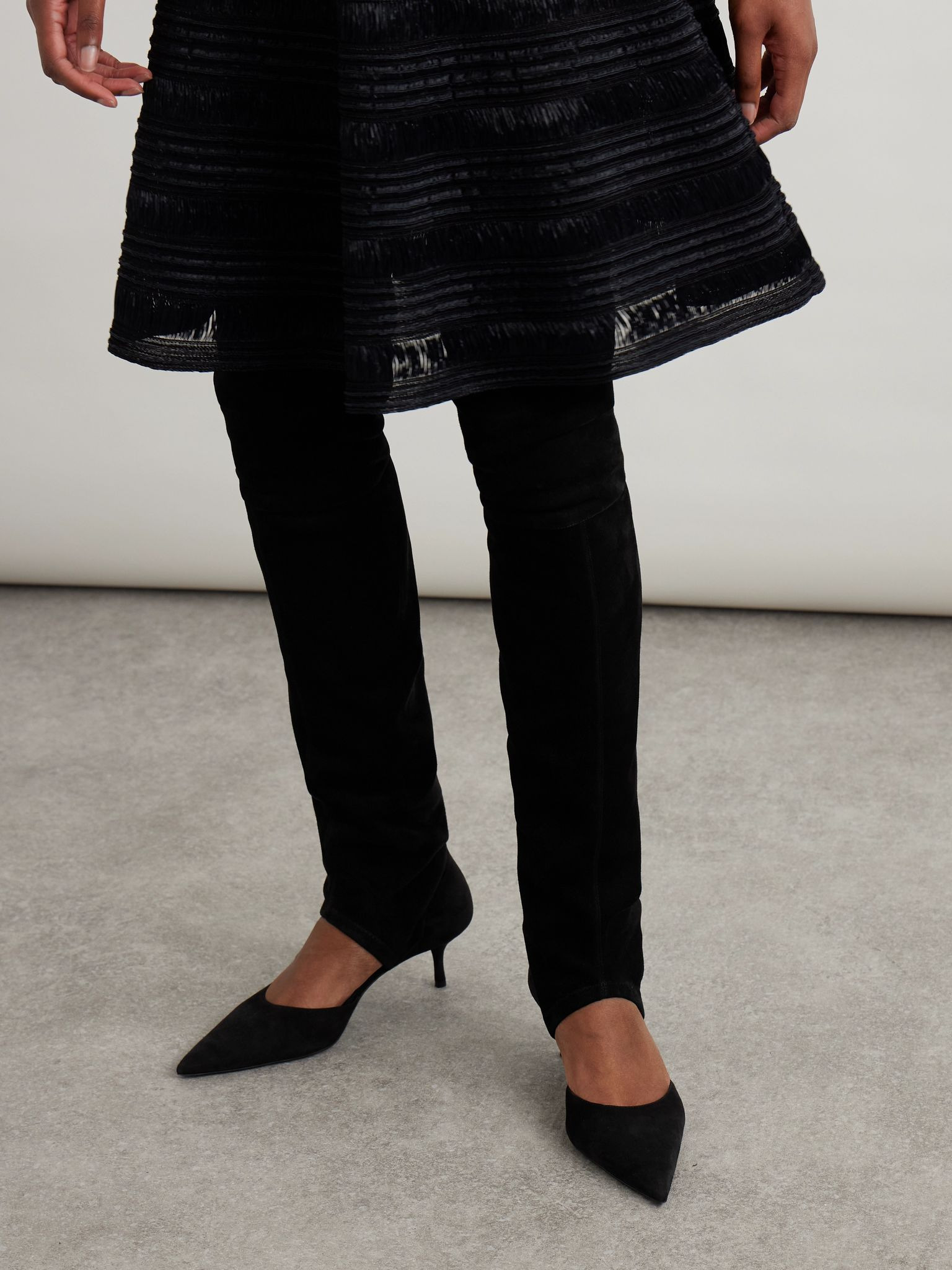 Cutout stretch-suede over-the-knee boots Black - 2