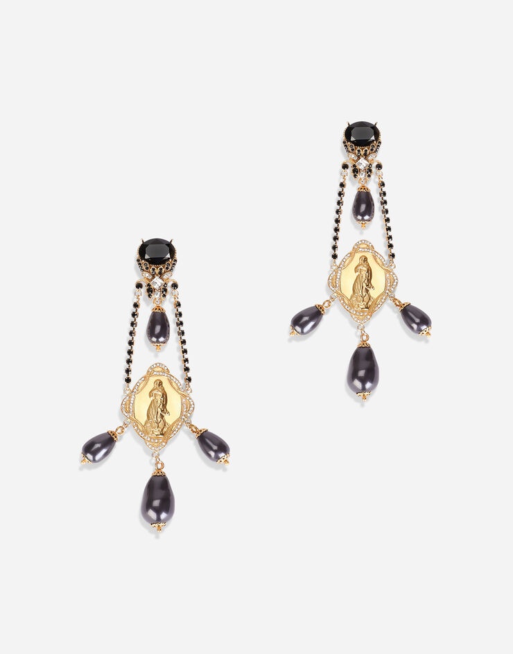 Drop earrings with decorative details - 1