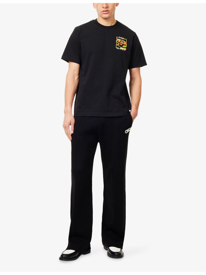 CASABLANCA Wide-Leg Ribbed Wool-Blend Trousers outlook