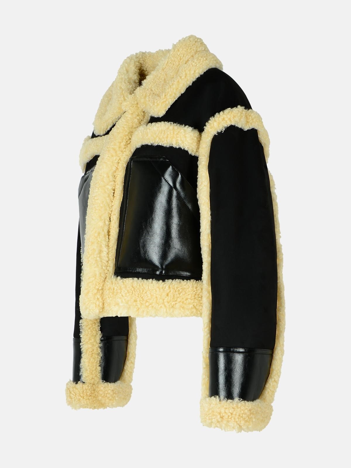 'EDITH' ECO SHEEPSKIN IN BLACK POLYESTER BLEND - 2