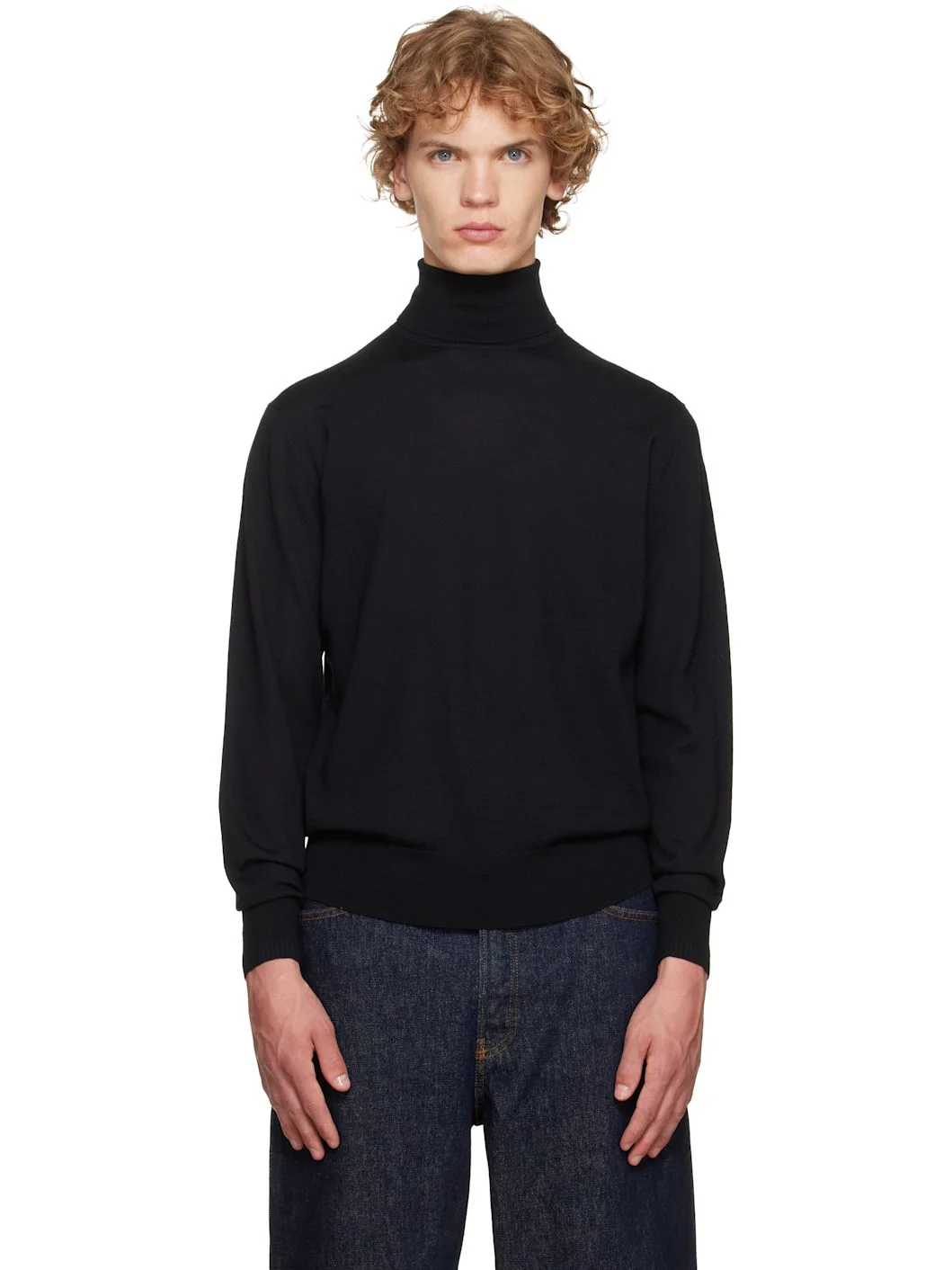 Black Merino Wool Turtleneck - 1
