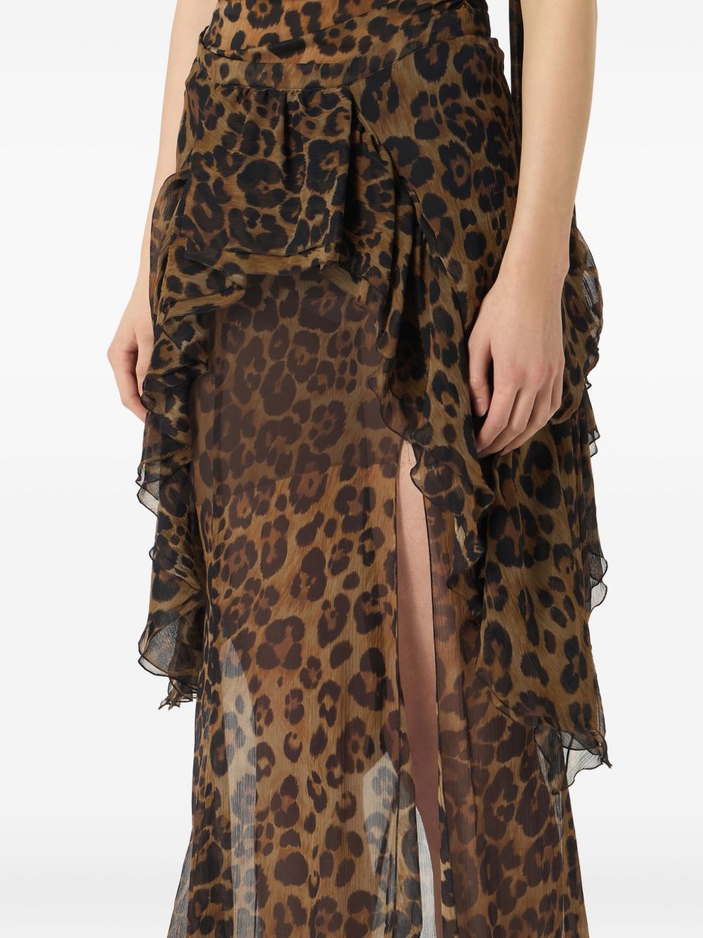 printed ruffled-detail skirt - 5