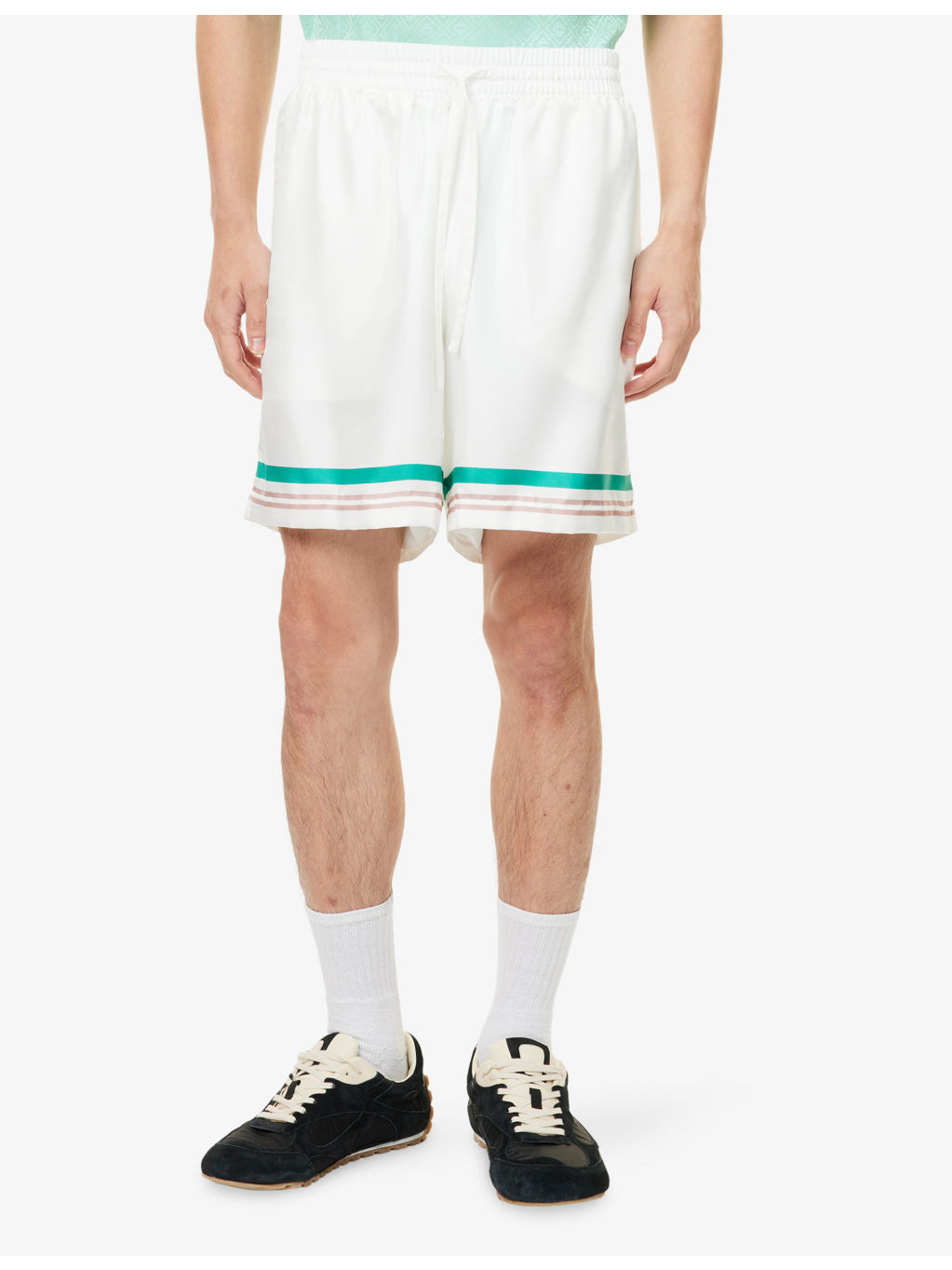 Graphic-Print Drawstring Silk Shorts - 3