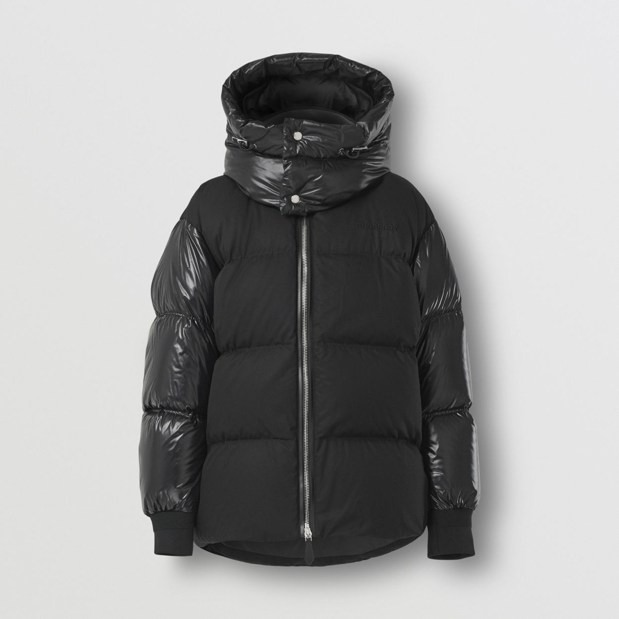 Contrast Panel Cotton Gabardine Puffer Jacket - 4