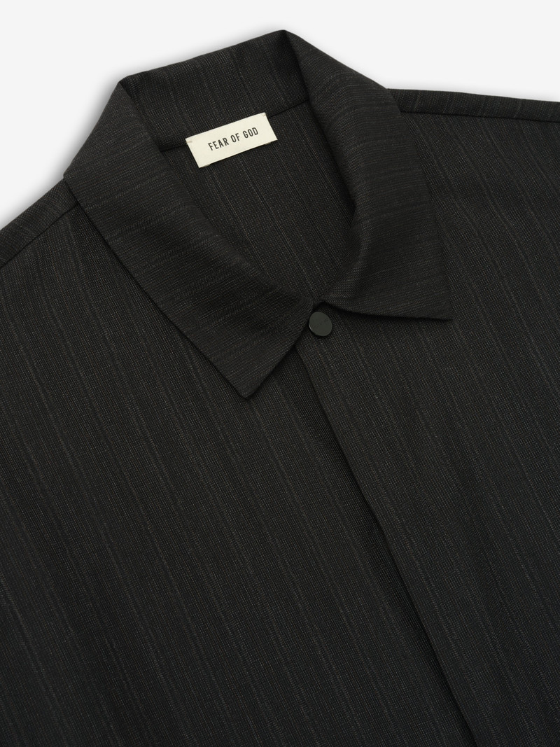 Black Striped Wool Elastic Cuff Shirt 5