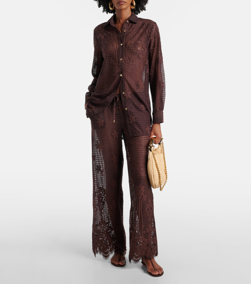 MELISSA ODABASH Etta cotton-blend lace wide-leg pants outlook