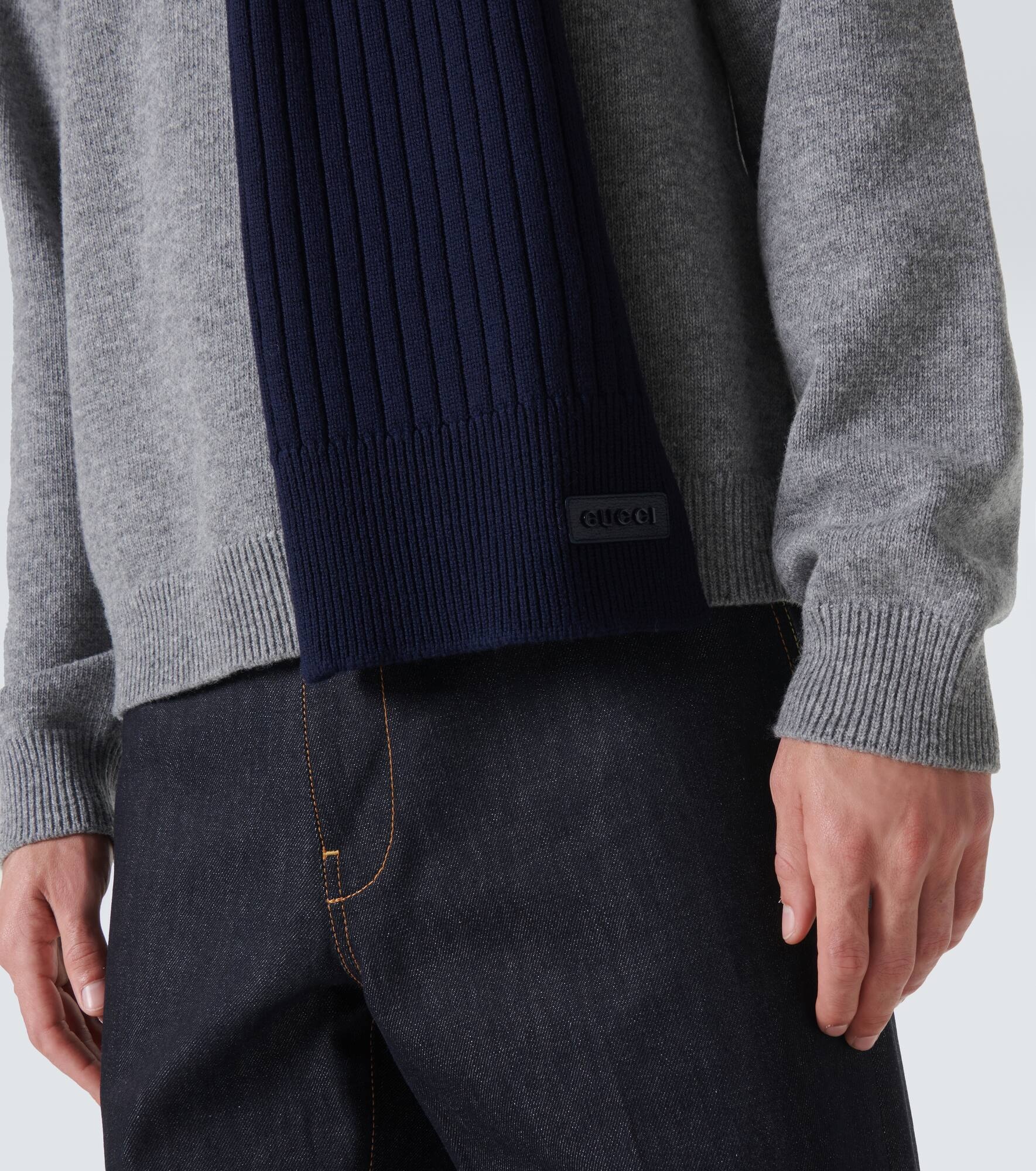 Ribbed-knit wool scarf - 3