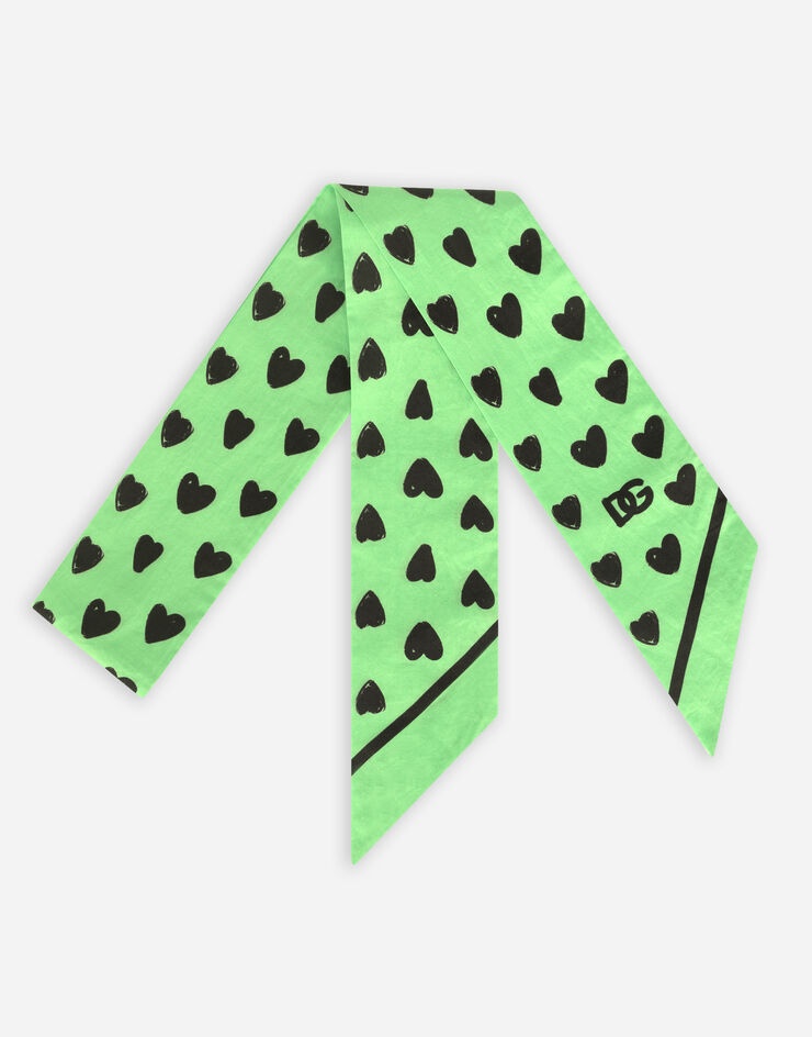 Cotton scarf with heart print - 1