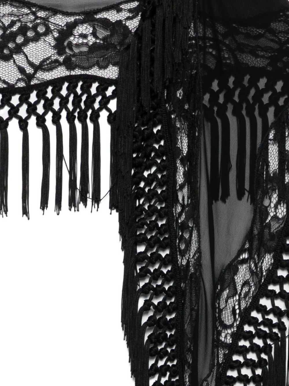 lace-trimmed fringe scarf - 2